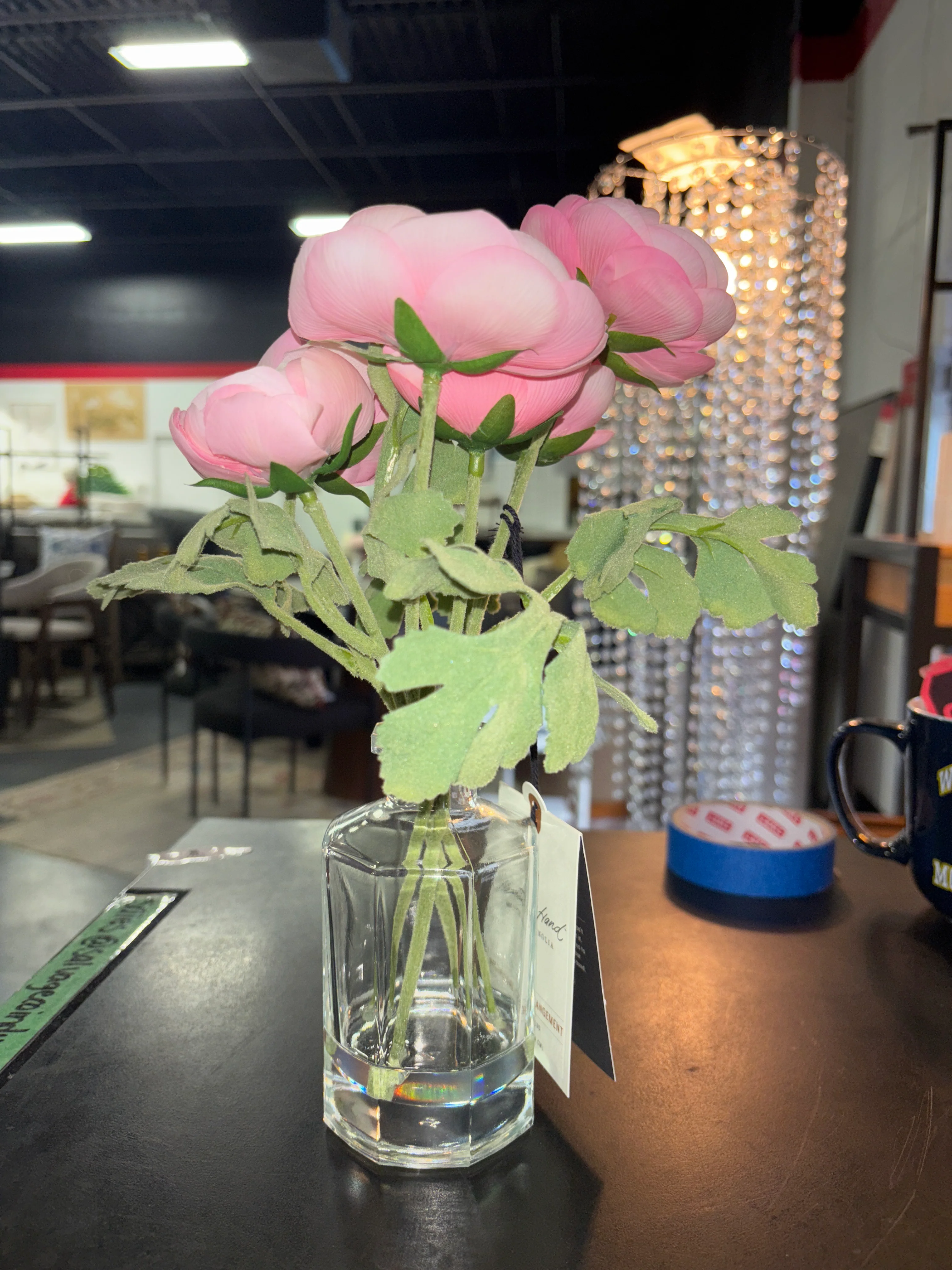 10" Small Ranunculus Artificial Flower Arrangement SHOWROOM ITEM - Image 3