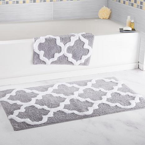 100% Cotton Trellis 2-piece Bathroom Mat Set,