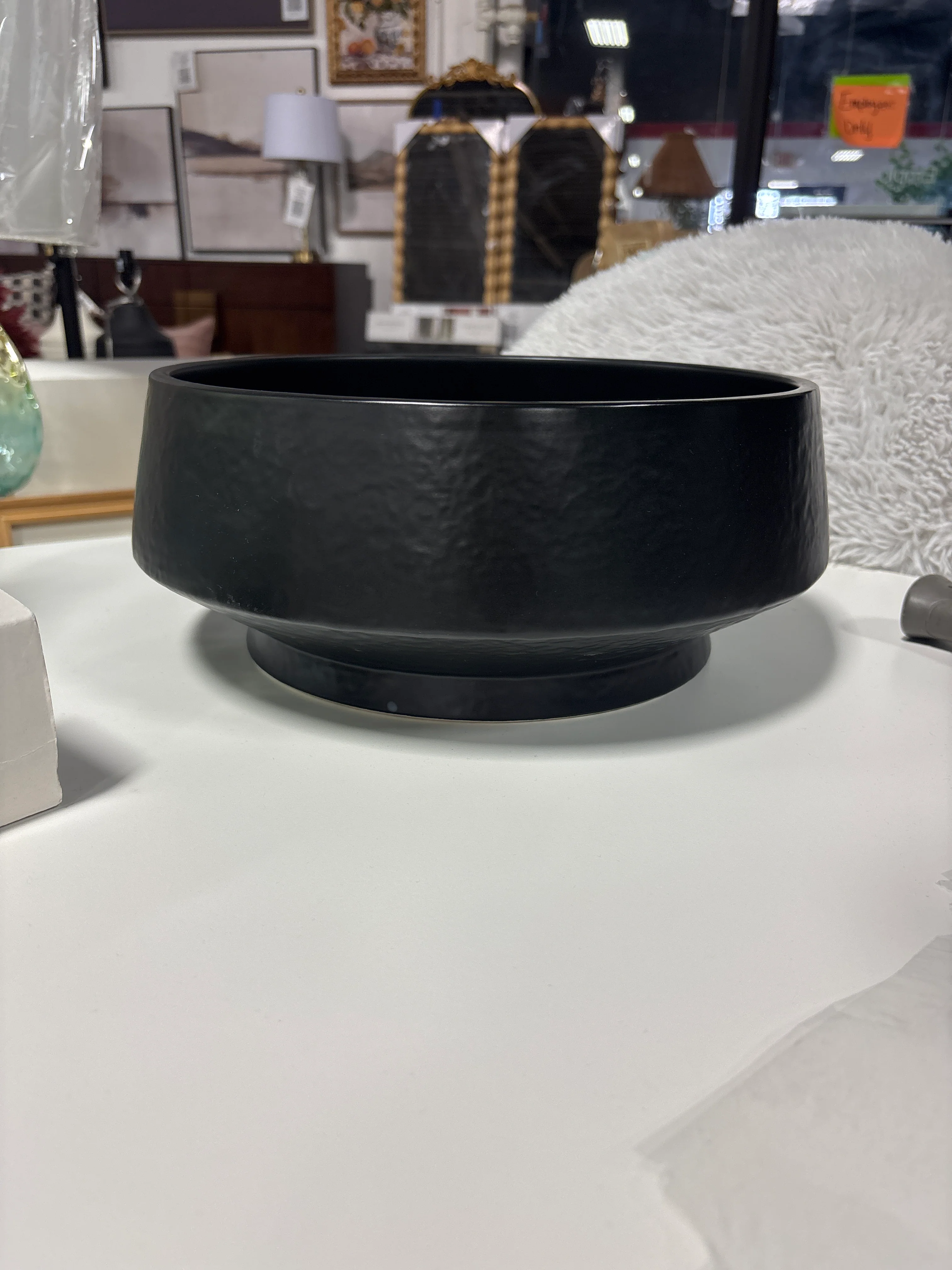 12" Round Black Ceramic Bowl SHOWROOM ITEM - Image 2