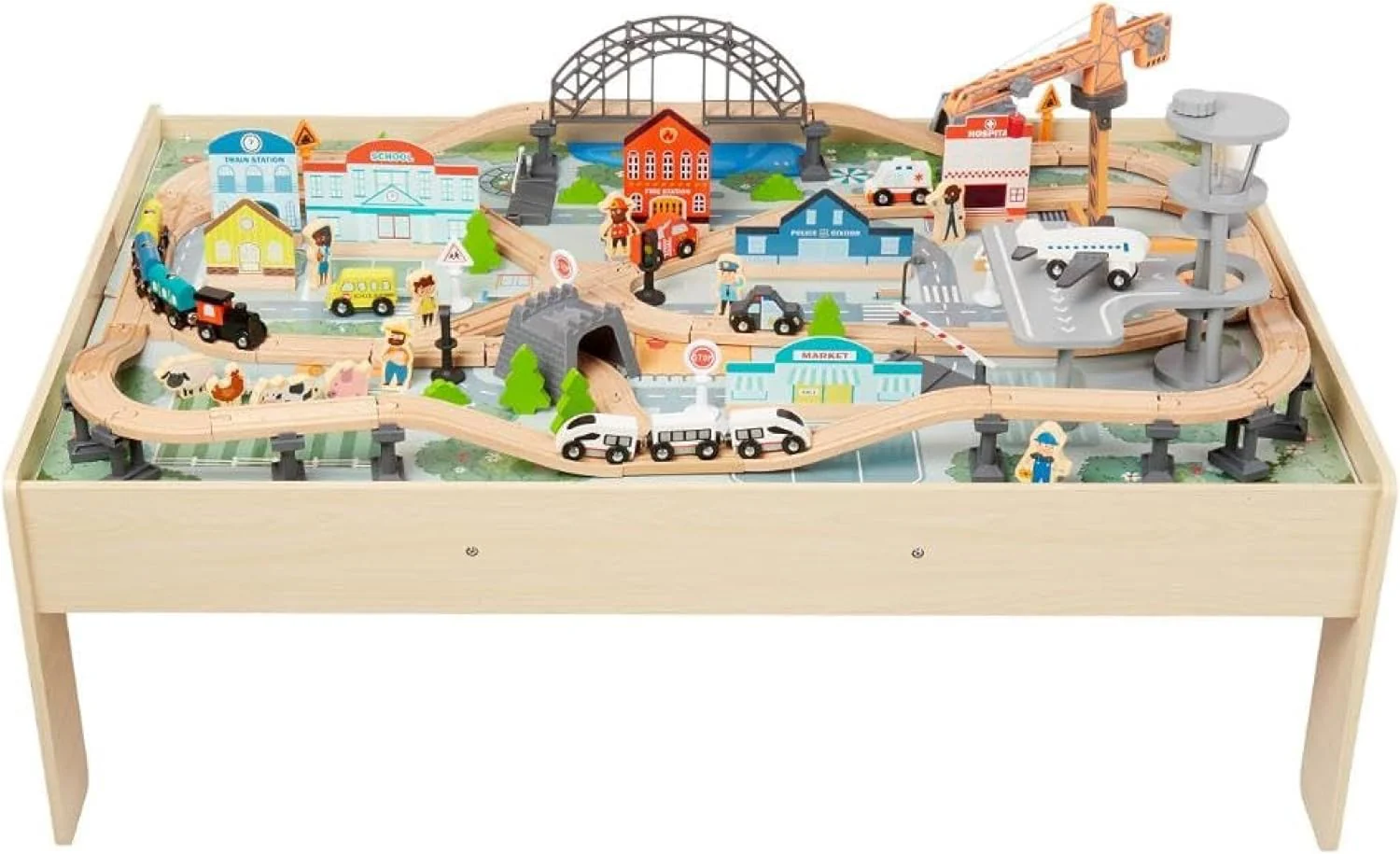 120 Piece Wooden Train Set with Activity Table