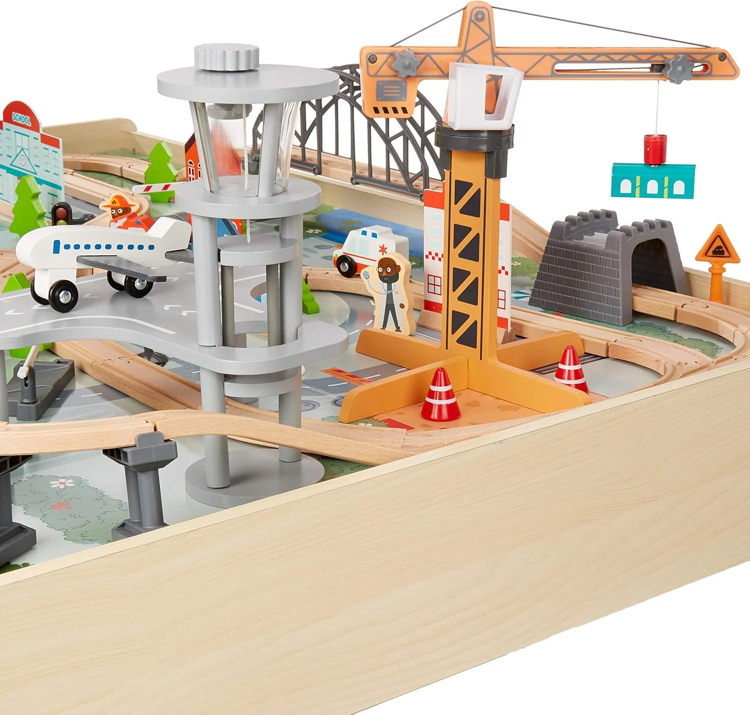 120 Piece Wooden Train Set with Activity Table - Image 5