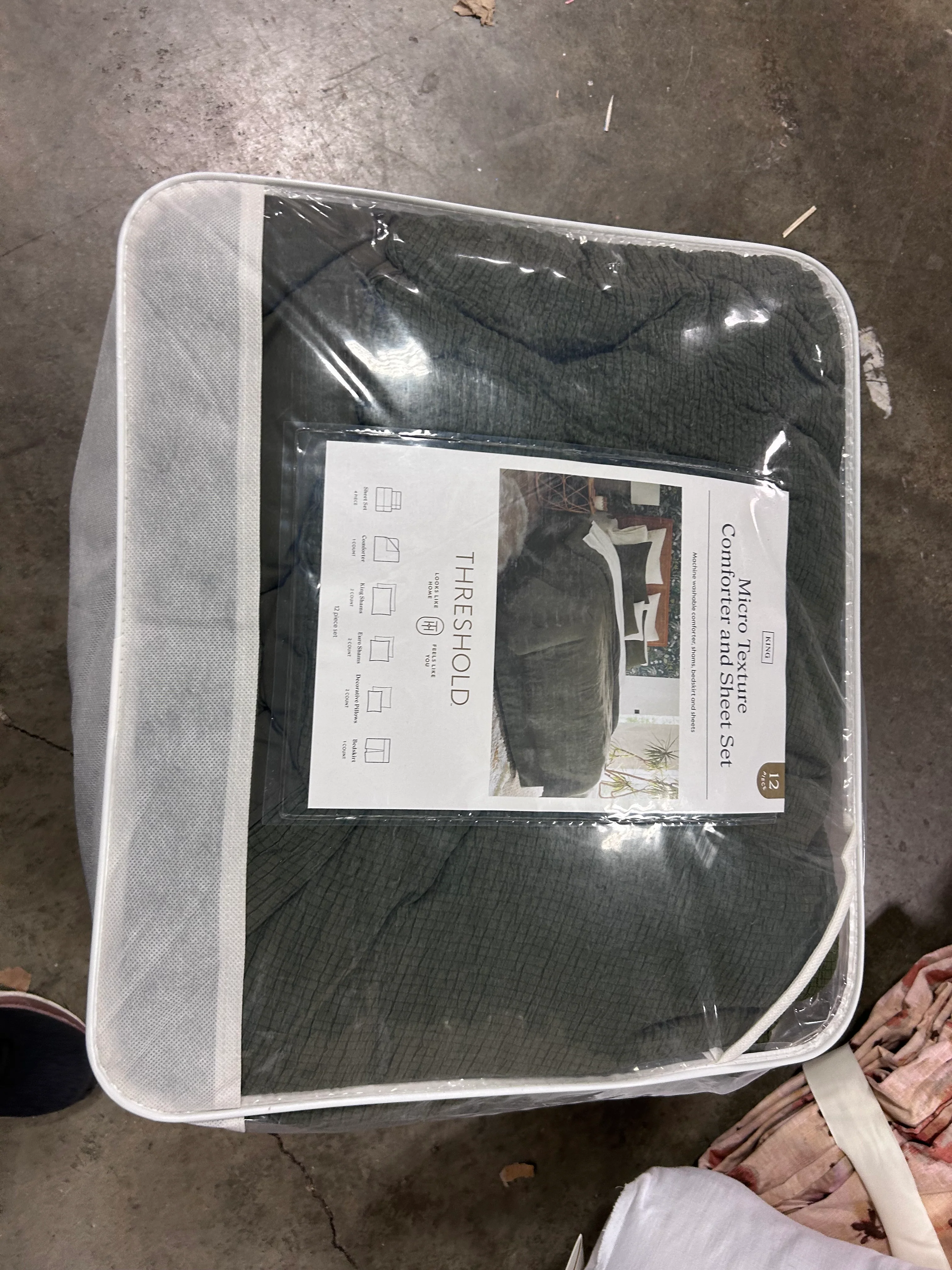 12pc King Micro Texture Comforter & Sheet Bedding Set Dark Green - Image 5
