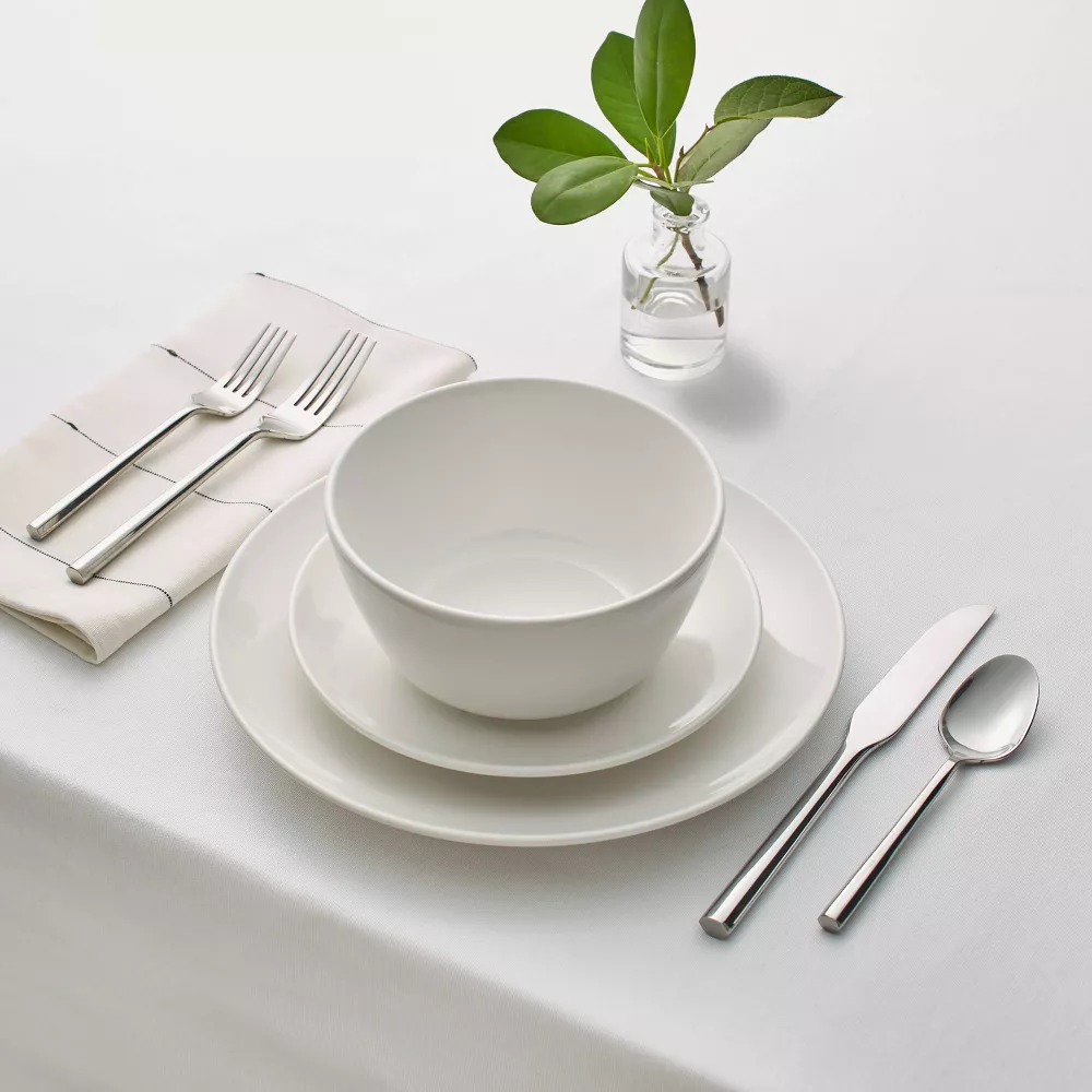 12pc Stoneware Avesta Dinnerware Set White - Service for 4 - Image 2