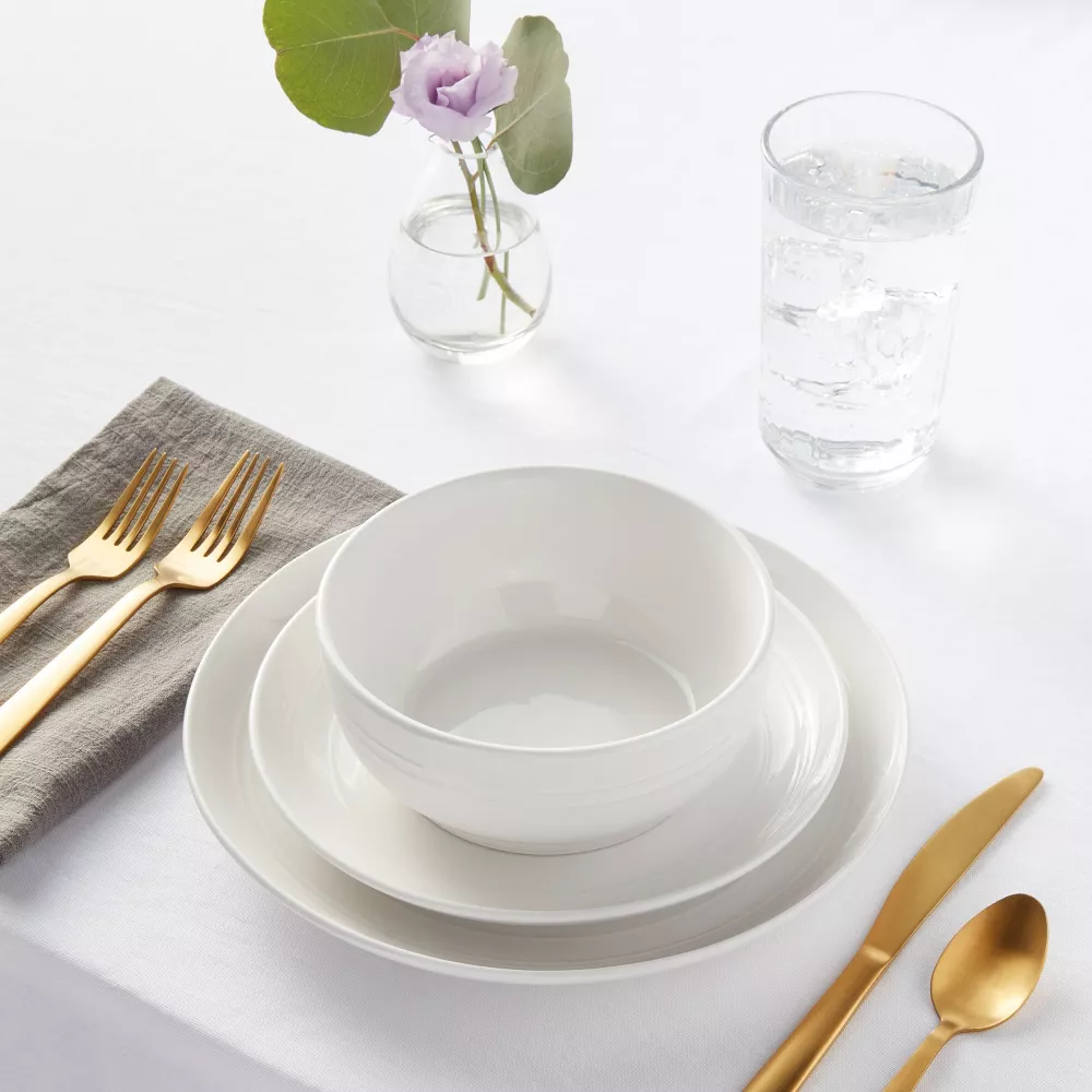 12pc Stoneware Westfield Dinnerware Set White - Service for 4 - Image 5