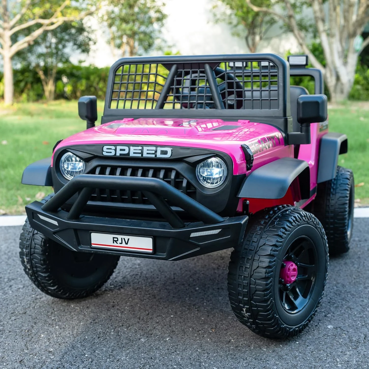 12V 7AH 4WD Kids Ride-On Truck, Electric Off-Road Car Magenta - Image 5