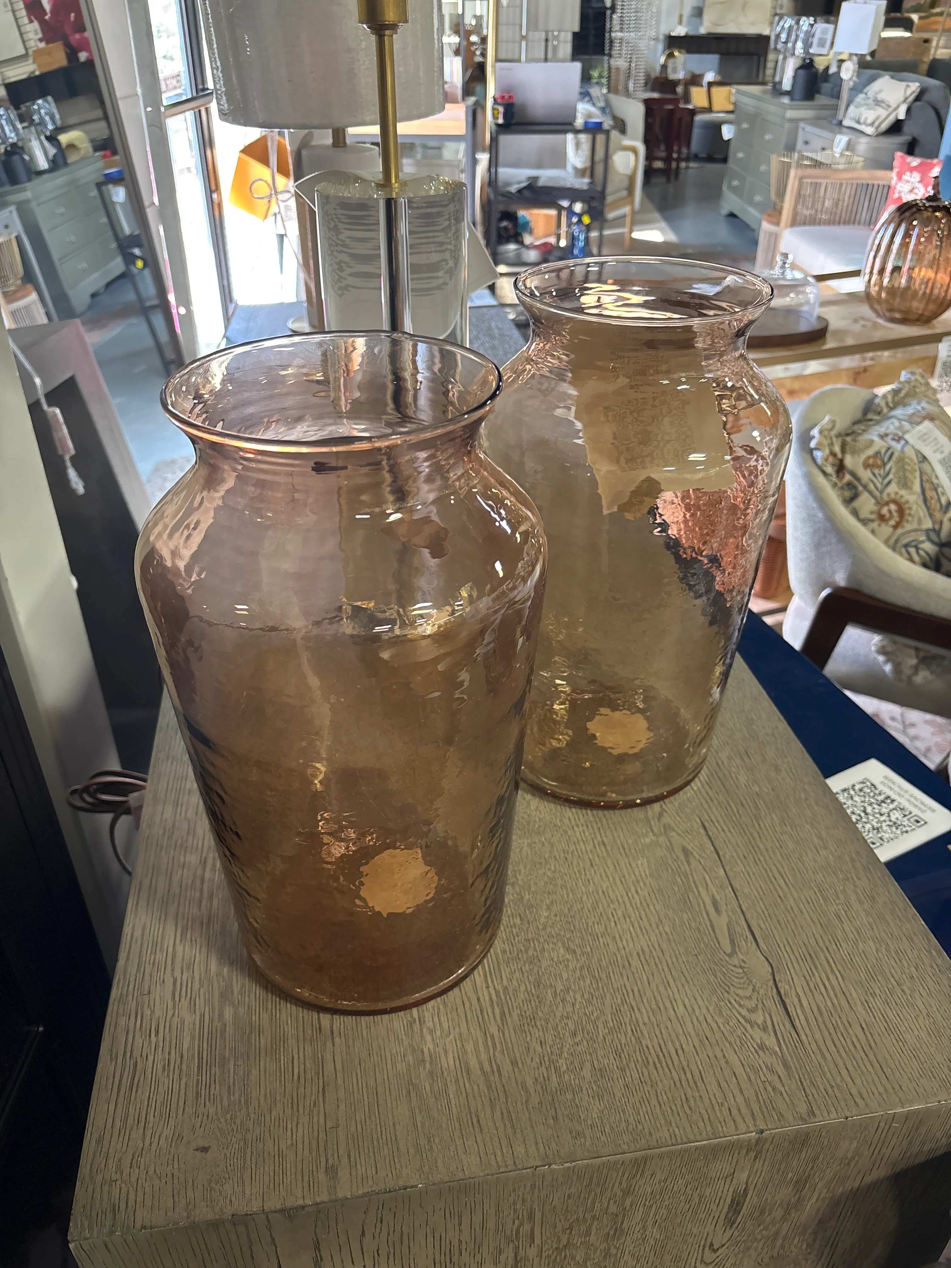 14" Tan Glass Decorative Flower Vase SHOWROOM ITEM - Image 2
