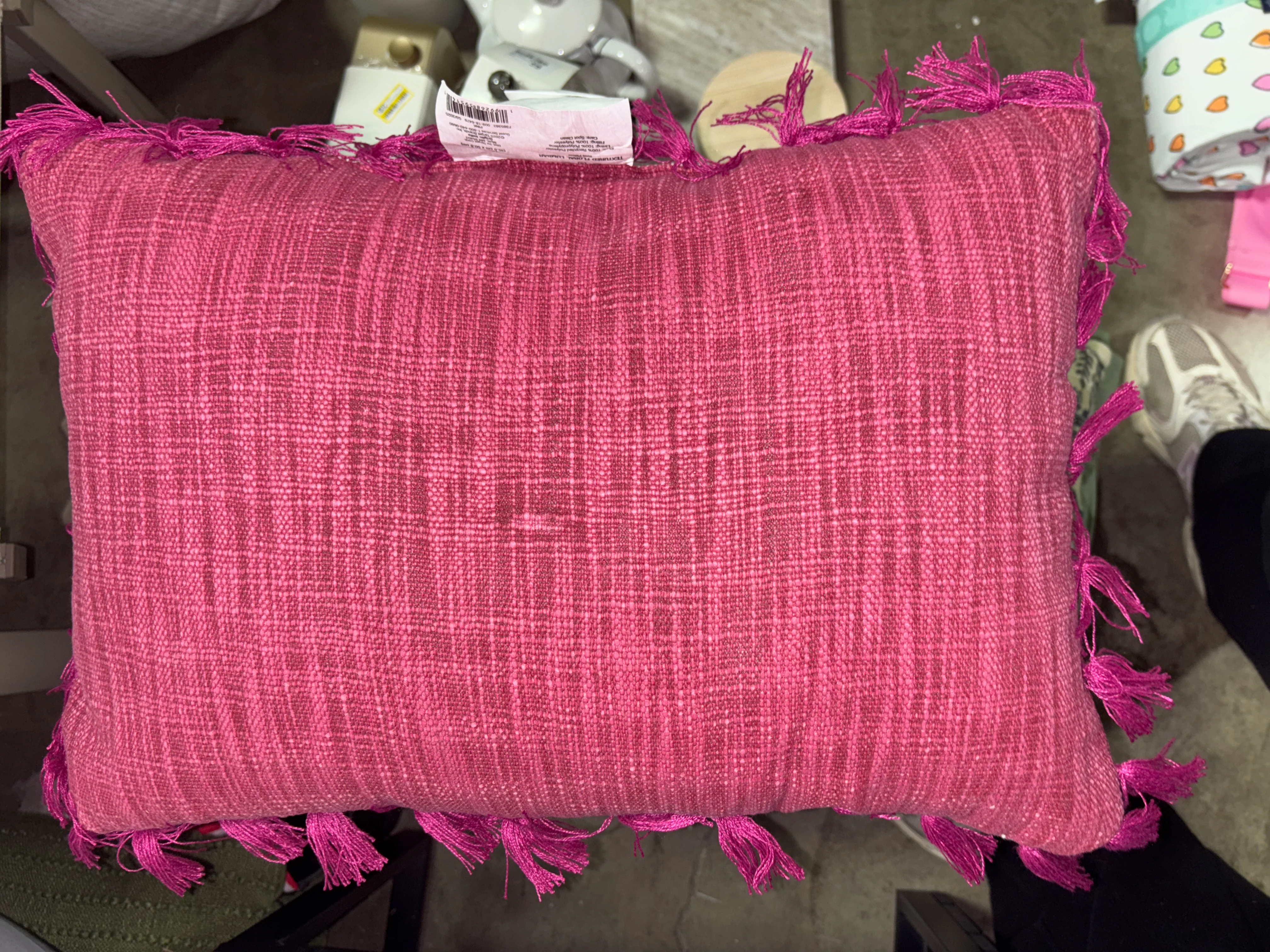 14"x20" Textured Floral Lumbar Pillow Fuschia SHOWROOM ITEM - Image 3