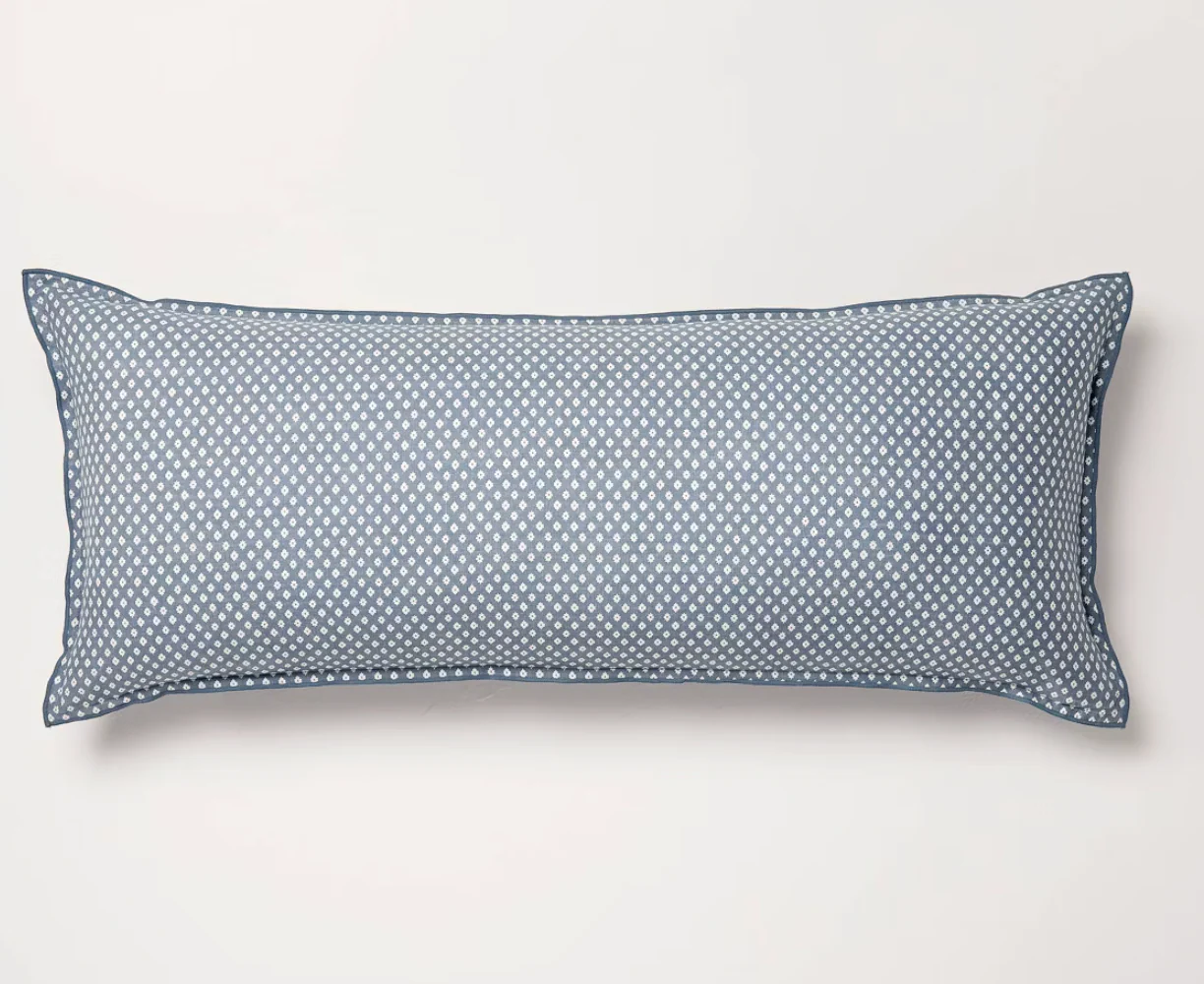 14"x36" Block Pattern Oblong Throw Pillow Blue - Hearth & Hand™ with Magnolia SHOWROOM ITEM
