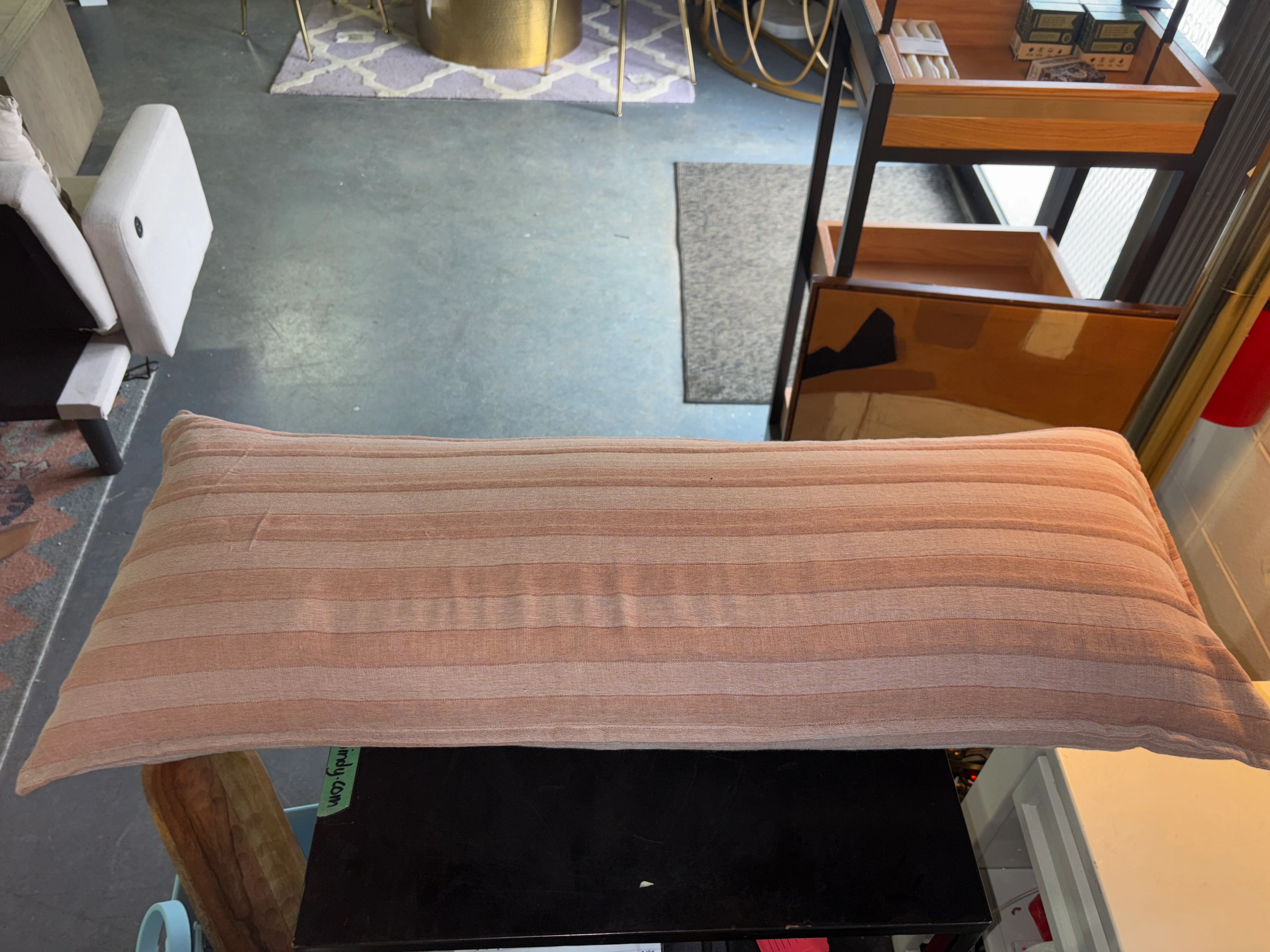 14"x36" Tonal Stripe Oblong Throw Pillow Rust SHOWROOM ITEM - Image 2