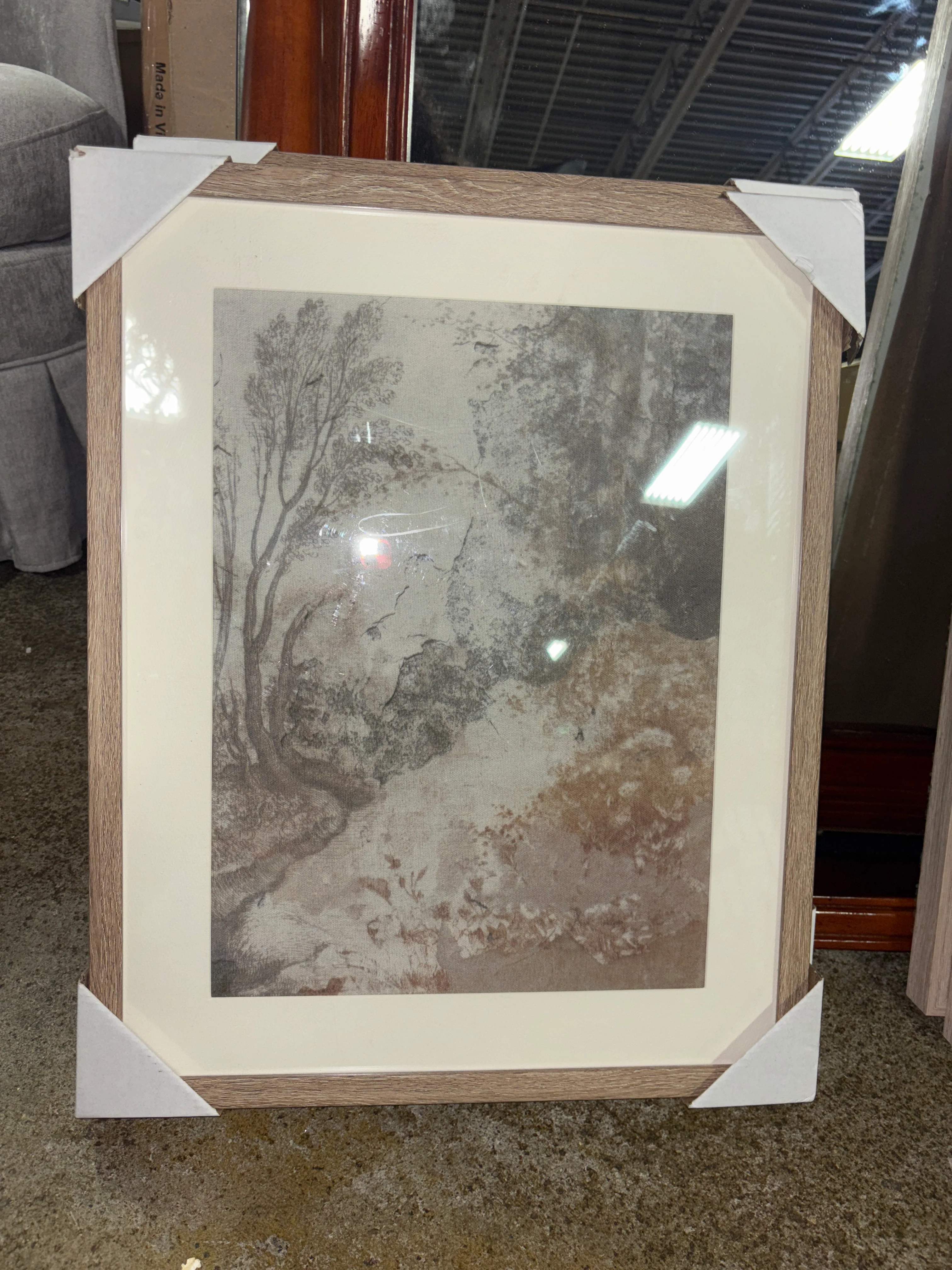 16" x 20" Ancient Fresco Linen Framed Wall Art Print SHOWROOM ITEM - Image 2