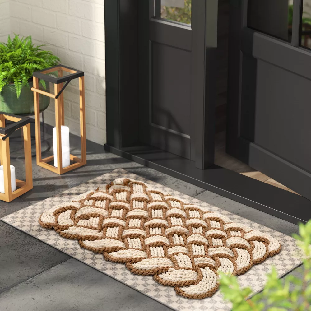 Lovers Knot Coir Doormat Cream/Brown 1'6"x2'6" - Image 4