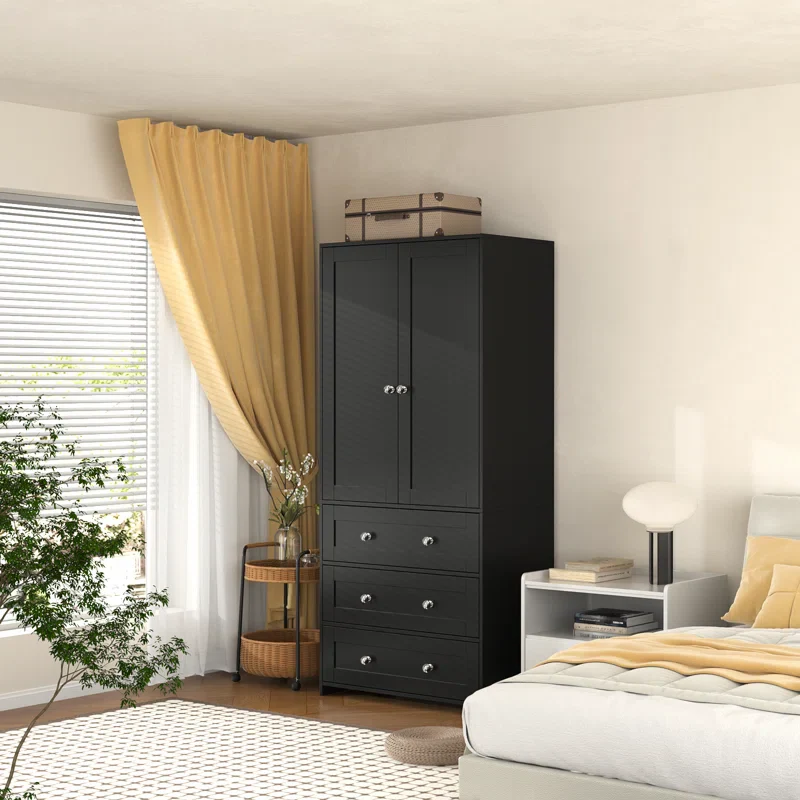 2-Door Sandrea With Mirror, Wardrobe Closet With 3 Drawers - Image 2