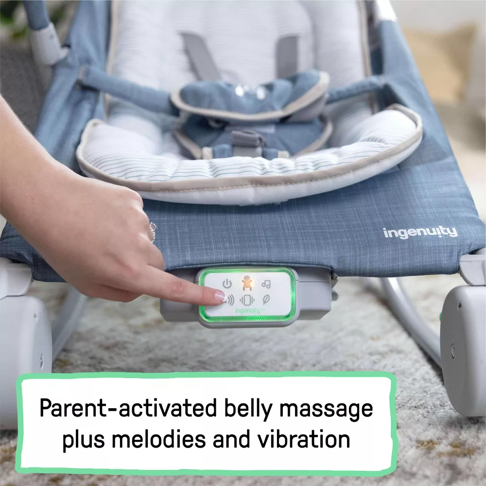 2-in-1 Happy Belly Rock To Bounce Massage Baby Seat - Chambray - Image 4