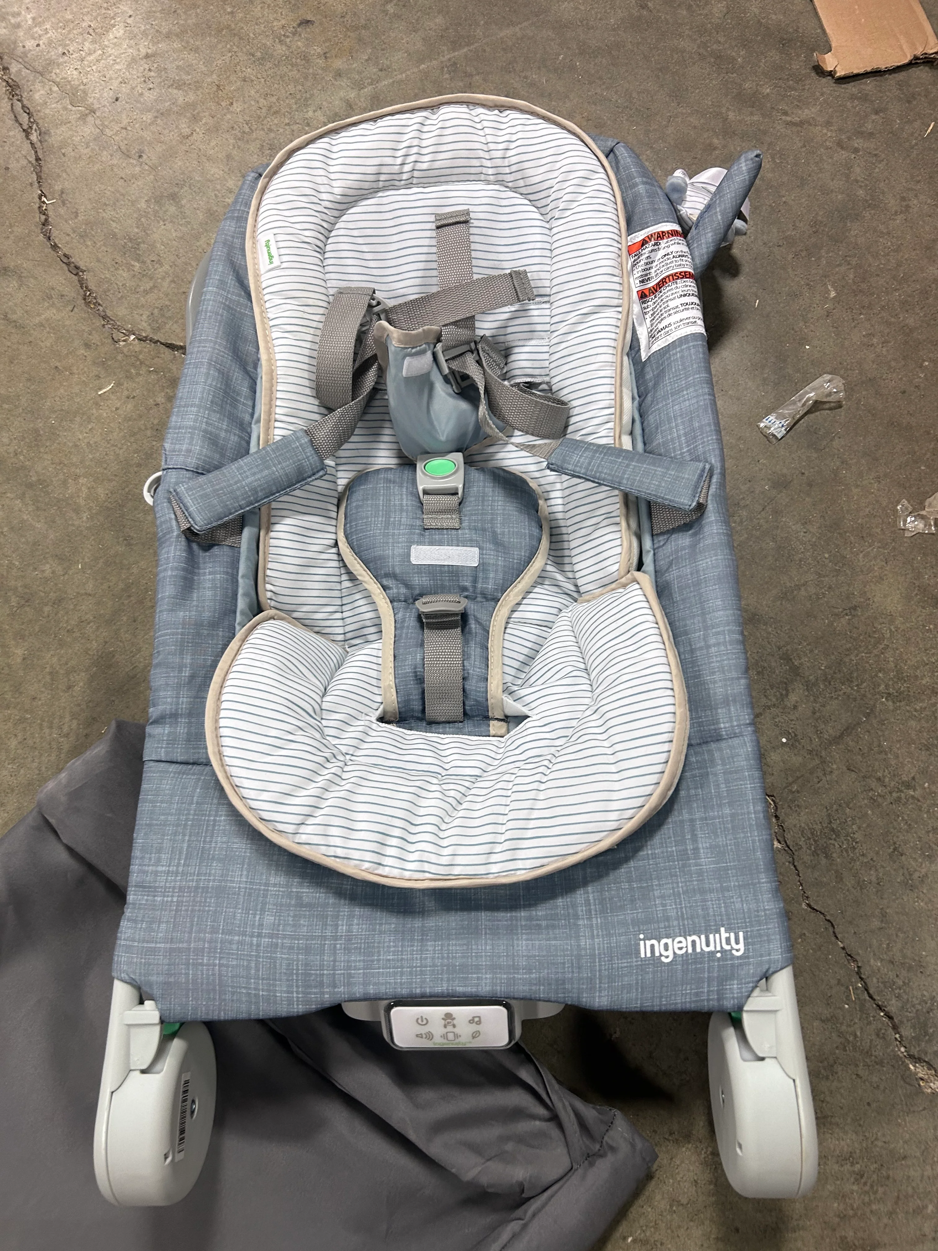 2-in-1 Happy Belly Rock To Bounce Massage Baby Seat - Chambray - Image 6