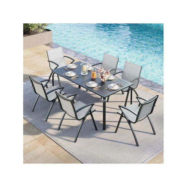 2 Pack Aluminum Outdoor Dining Chairs - Image 3