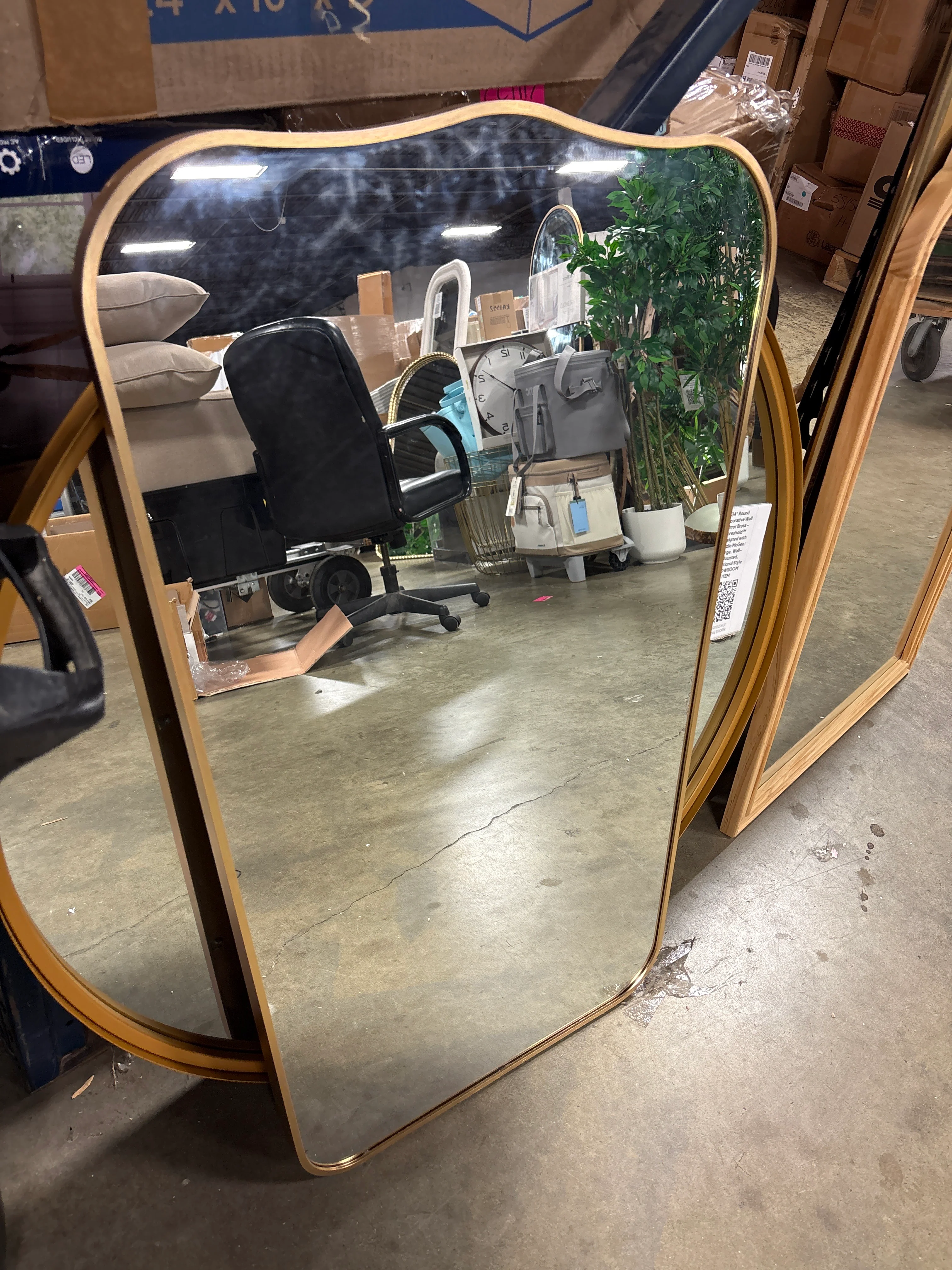 23" x 36" Metal Curved Top Mirror Gold - Threshold™ designed with Studio McGee SHOWROOM ITEM - Image 2