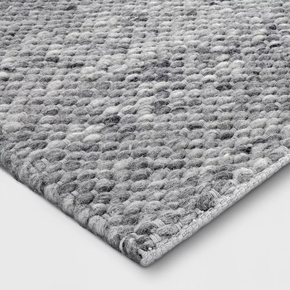 Chunky Knit Wool Woven Rug Gray 2'3"x7' - Image 4