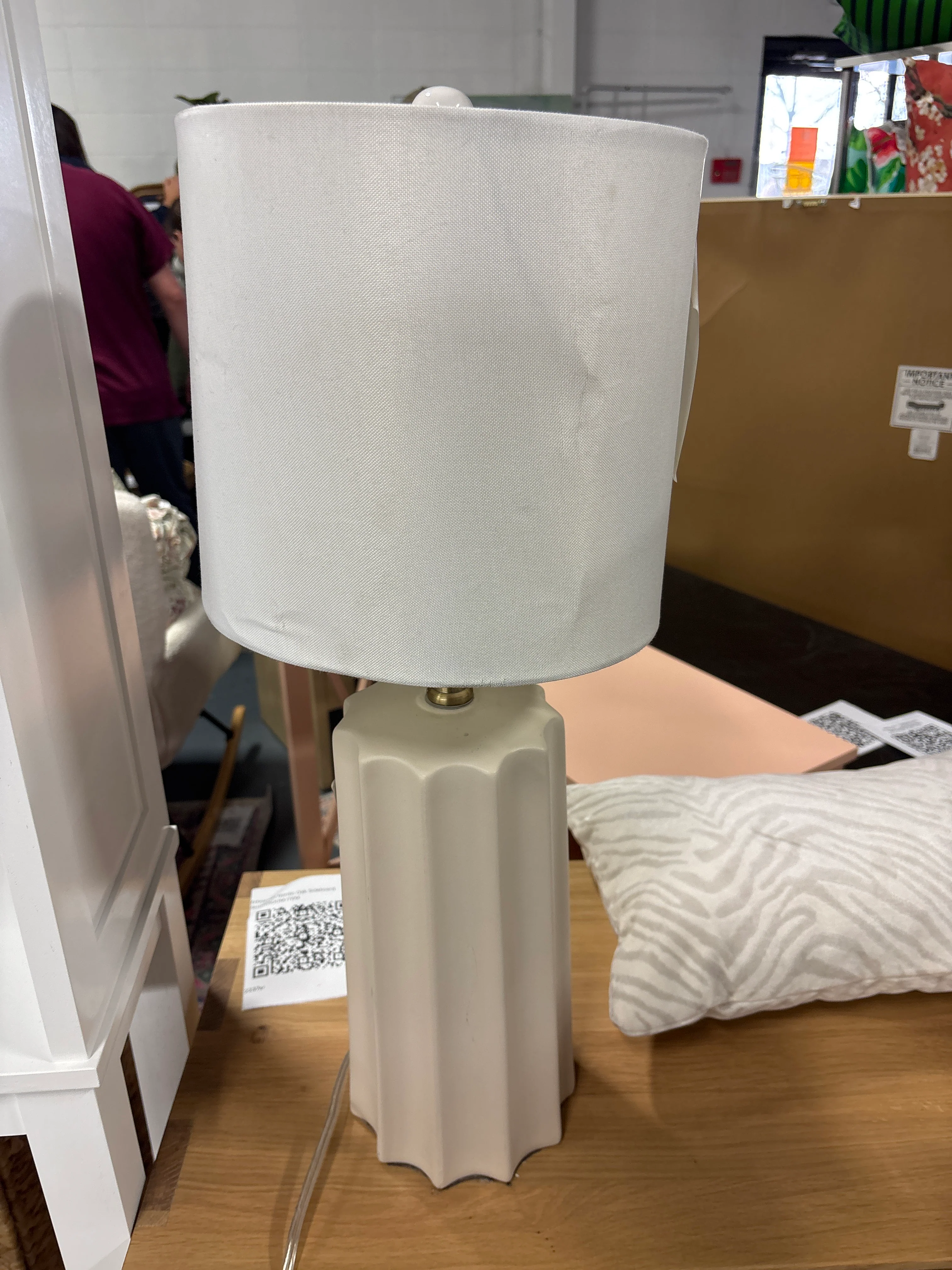 24.75"x13" Ribbed Ceramic Table Lamp Cream SHOWROOM ITEM - Image 2