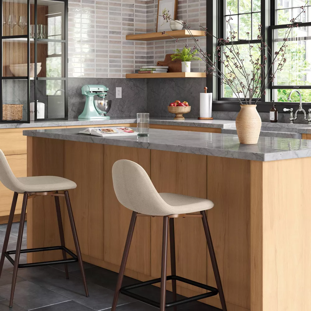 Copley Counter Height Barstool with Footrest Cream - Image 4