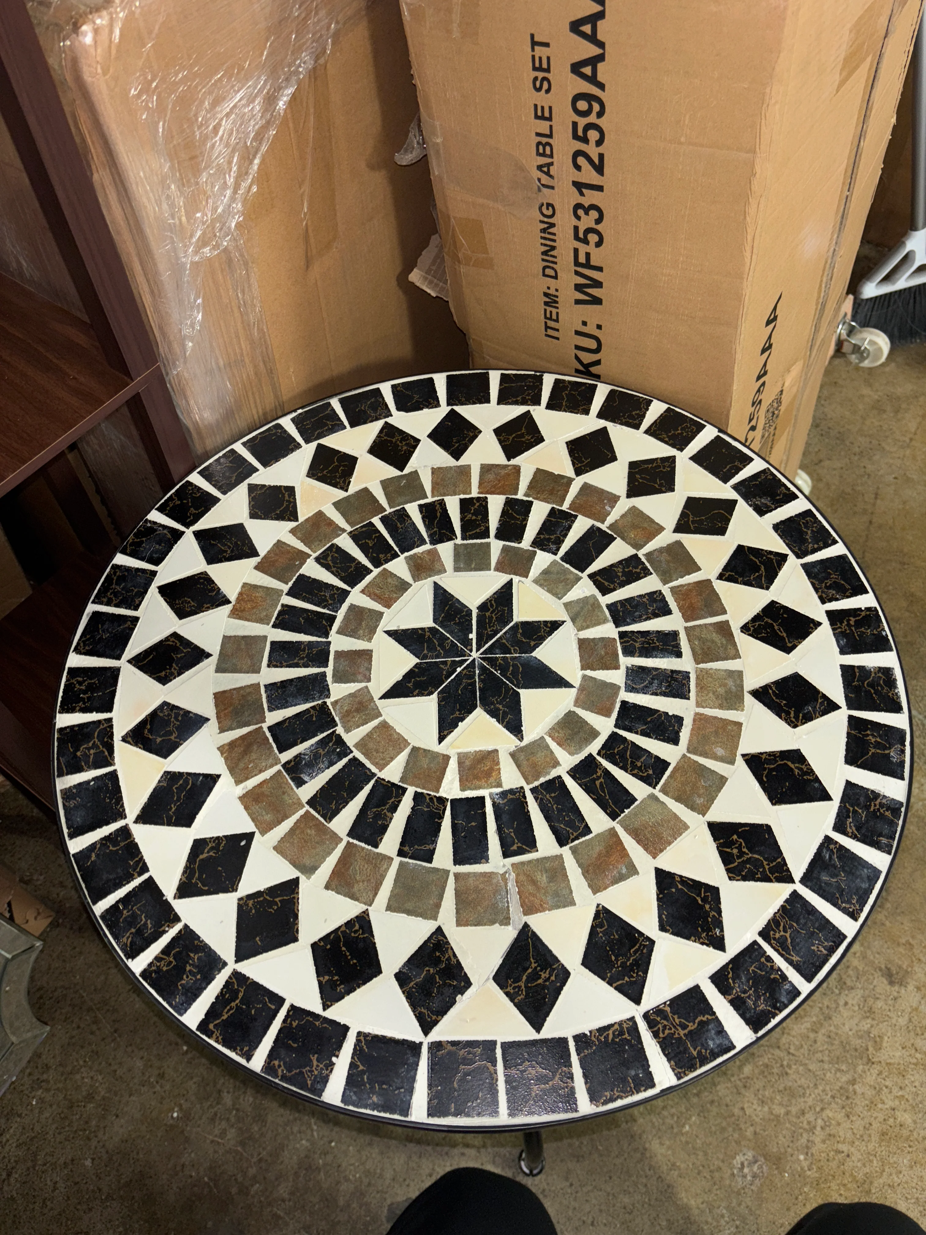 24 Inch Patio Bistro Table with Ceramic Tile Tabletop SHOWROOM ITEM - Image 3