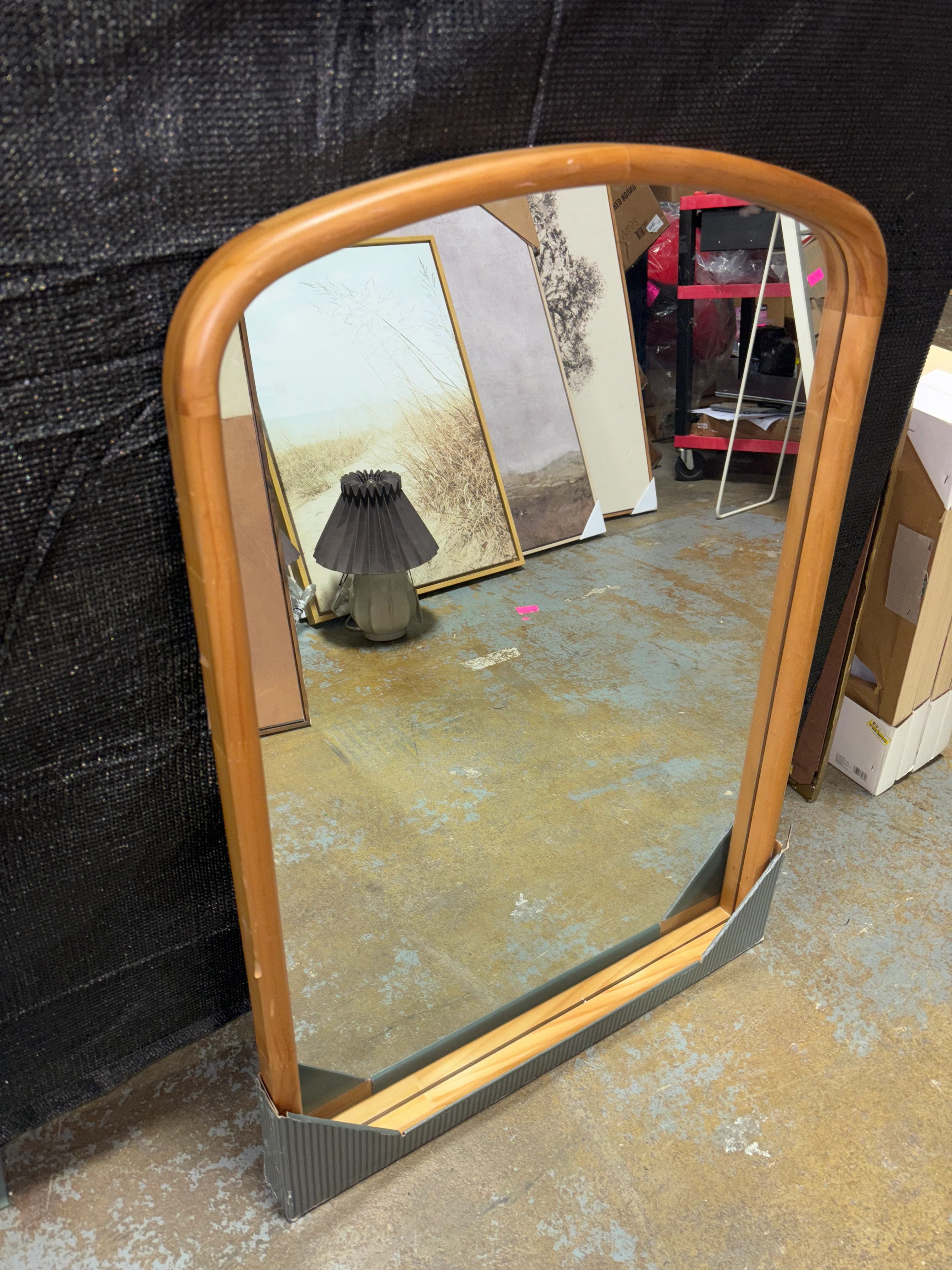 24" x 34" Wood Arch Decorative Wall Mirror Natural SHOWROOM ITEM - Image 3
