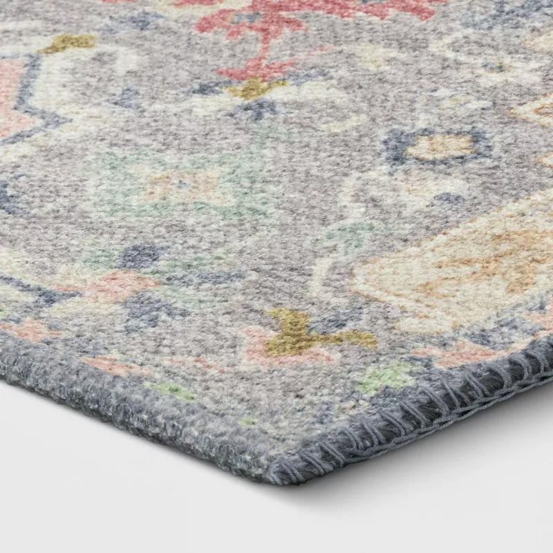 2'4"x7' Washable Zebrina Medallion Persian Style Printed Runner Rug Light Yellow/Blue, - Image 3