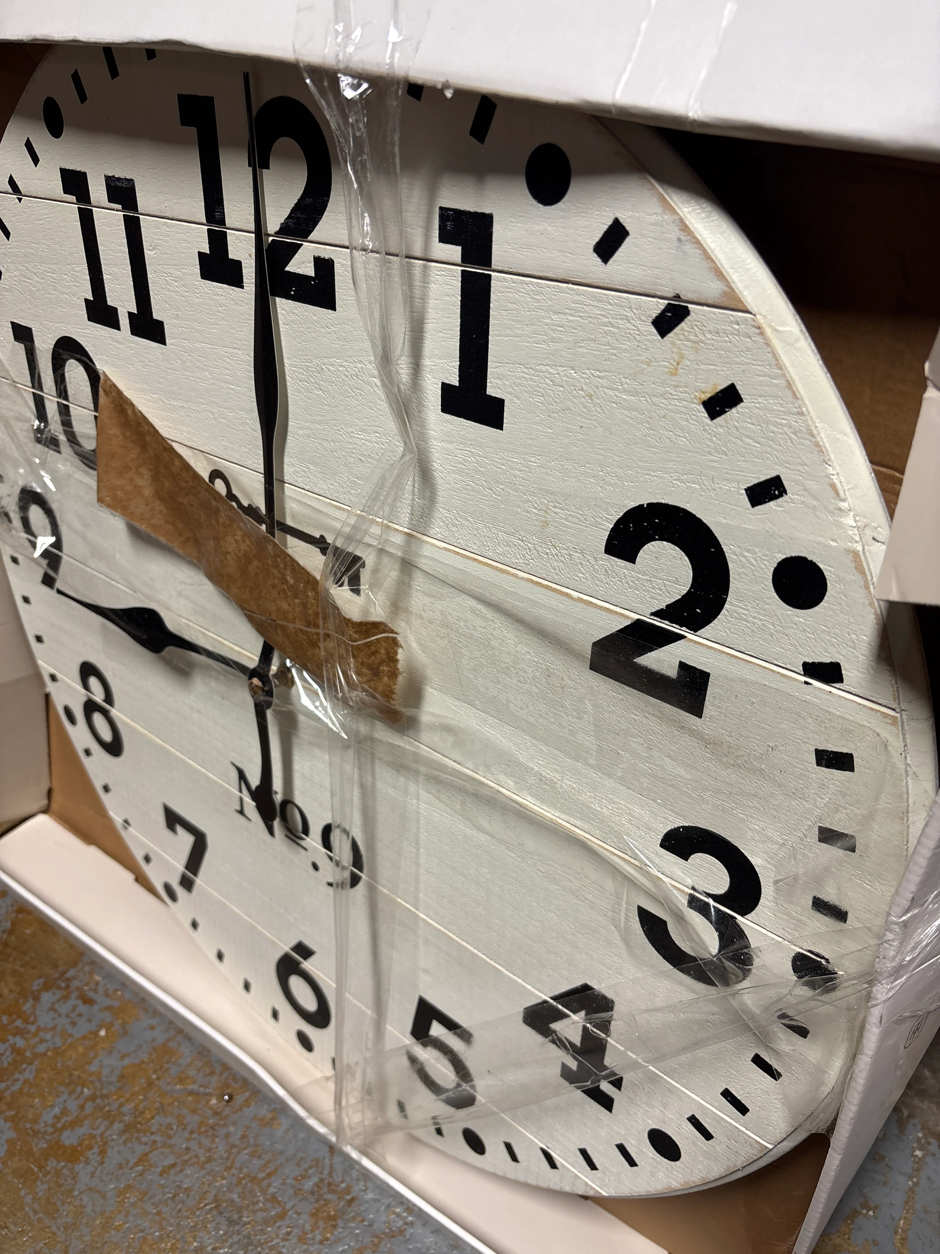 26" Farmhouse Wood Wall Clock White SHOWROOM ITEM - Image 4