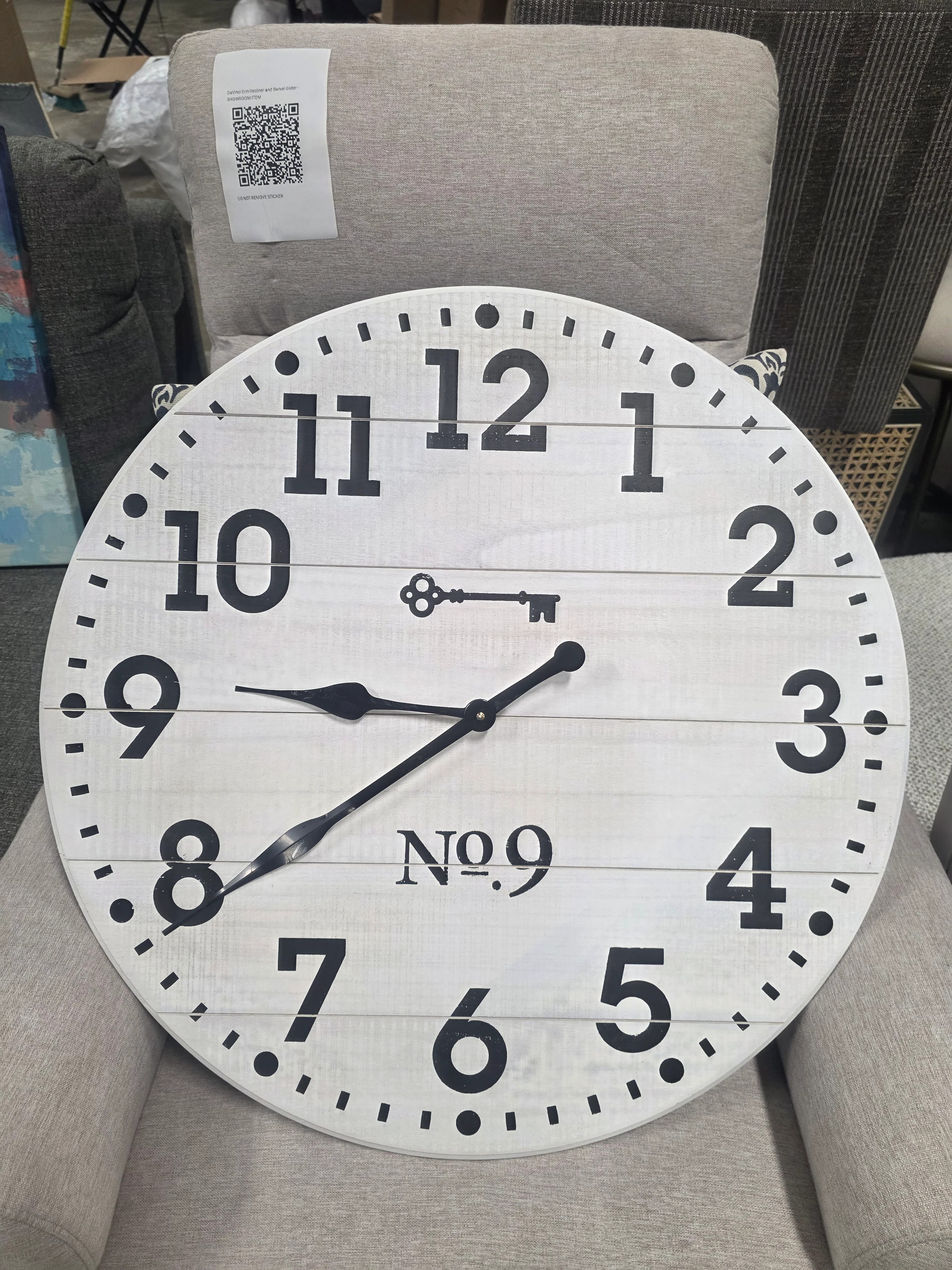 26" Farmhouse Wood Wall Clock White - Threshold - SHOWROOM ITEM - Image 2