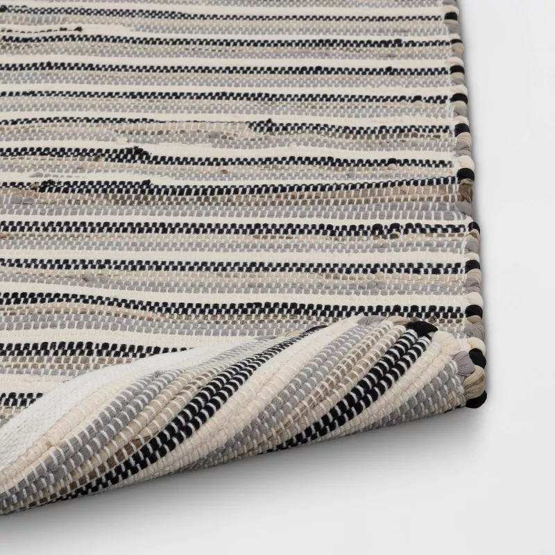 Handloom Striped Woven Accent Rug Black/Gray - 2'6"x4' - Image 2