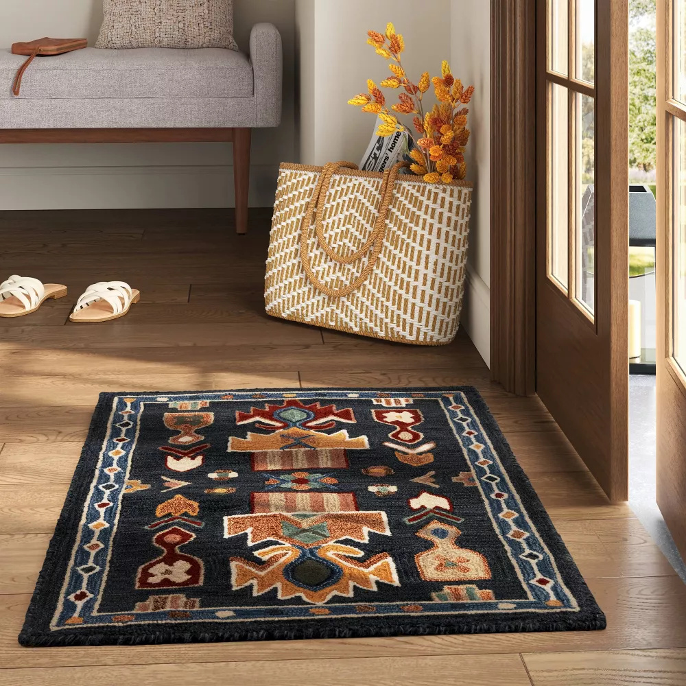 2'x3' Global Wool Accent Rug Blue - Image 2
