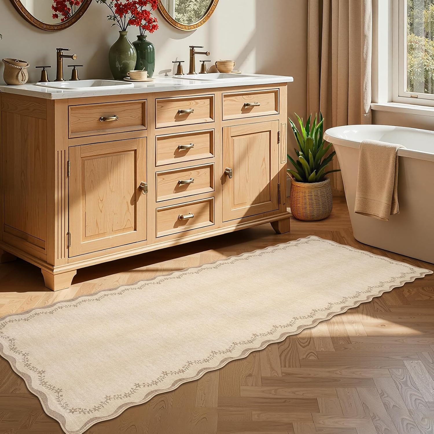 Scalloped Washable Runner Rug 2x6 - Image 3