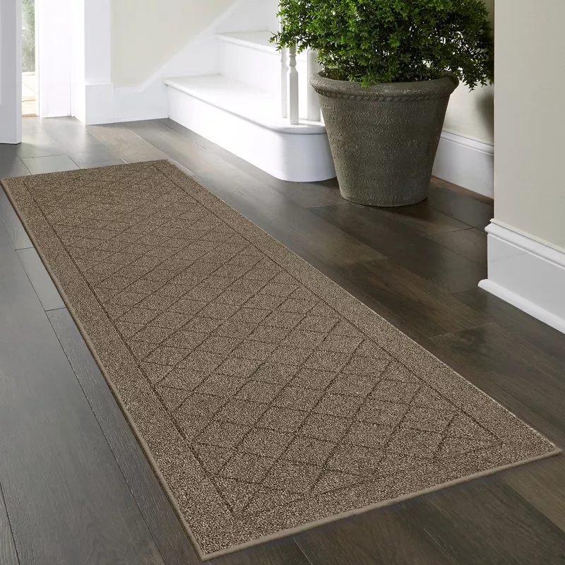 Washable Runner Diamond Clarkson Tufted and Hooked Rug Brown - Image 4
