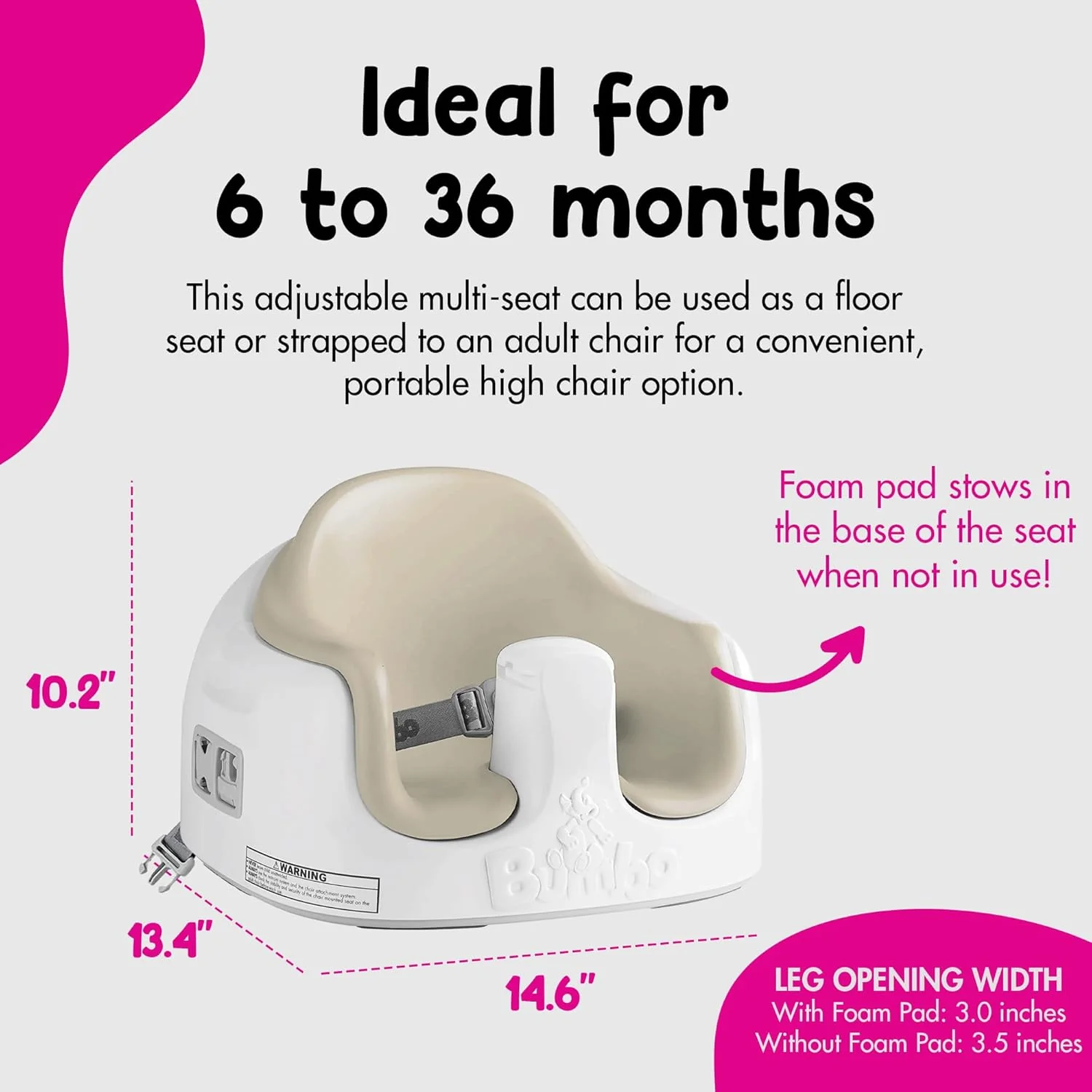 3-in-1 Multi-Seat, Travel Baby Feeding & Play Floor,  Taupe - Image 3