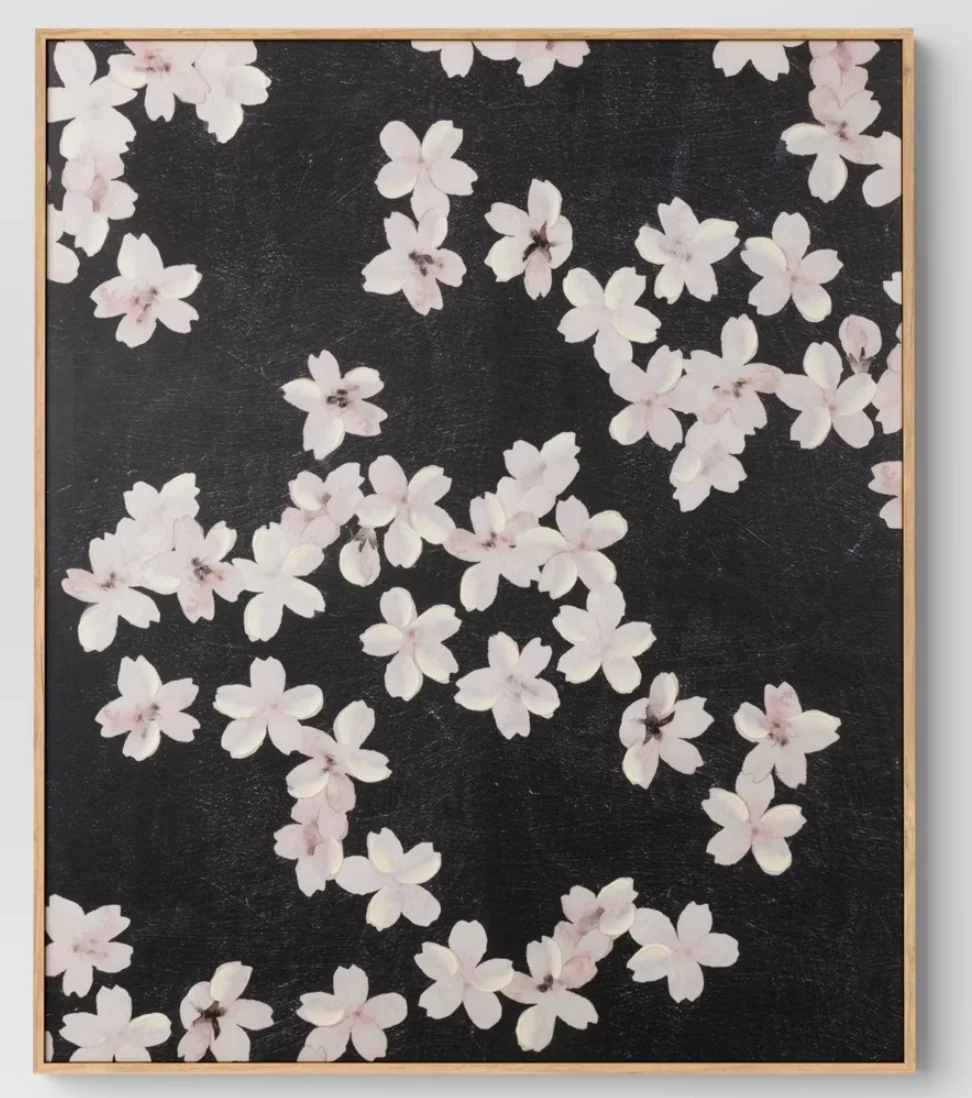 30" x 36" Ditsy Floral Framed Canvas Natural - Threshold™: Botanical Wall Art, Polystyrene Frame SHOWROOM ITEM
