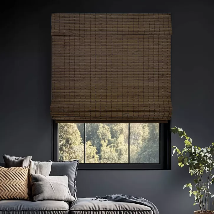 Chicology Room Darkening Bamboo Roman Shade Moose Brown 31"x64" - Image 2