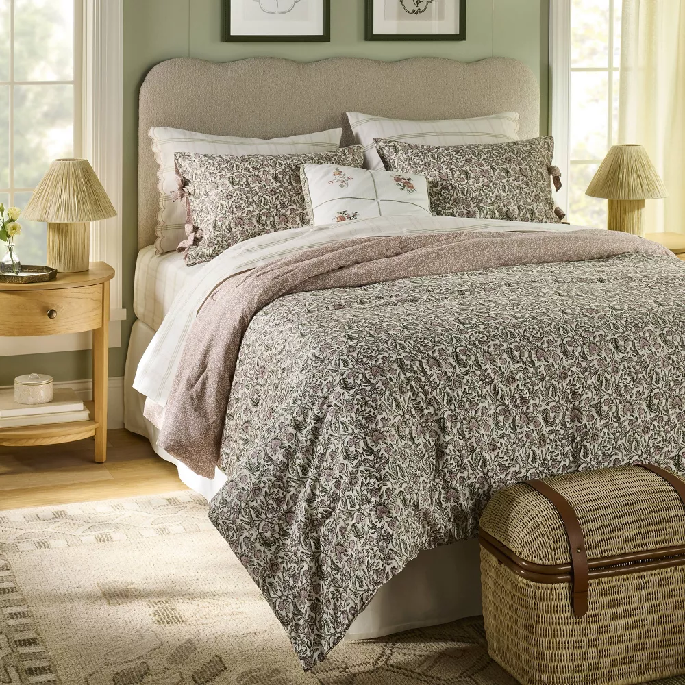 3pc Reversible Floral Comforter Set Pink/Green - Full/Queen - Image 2