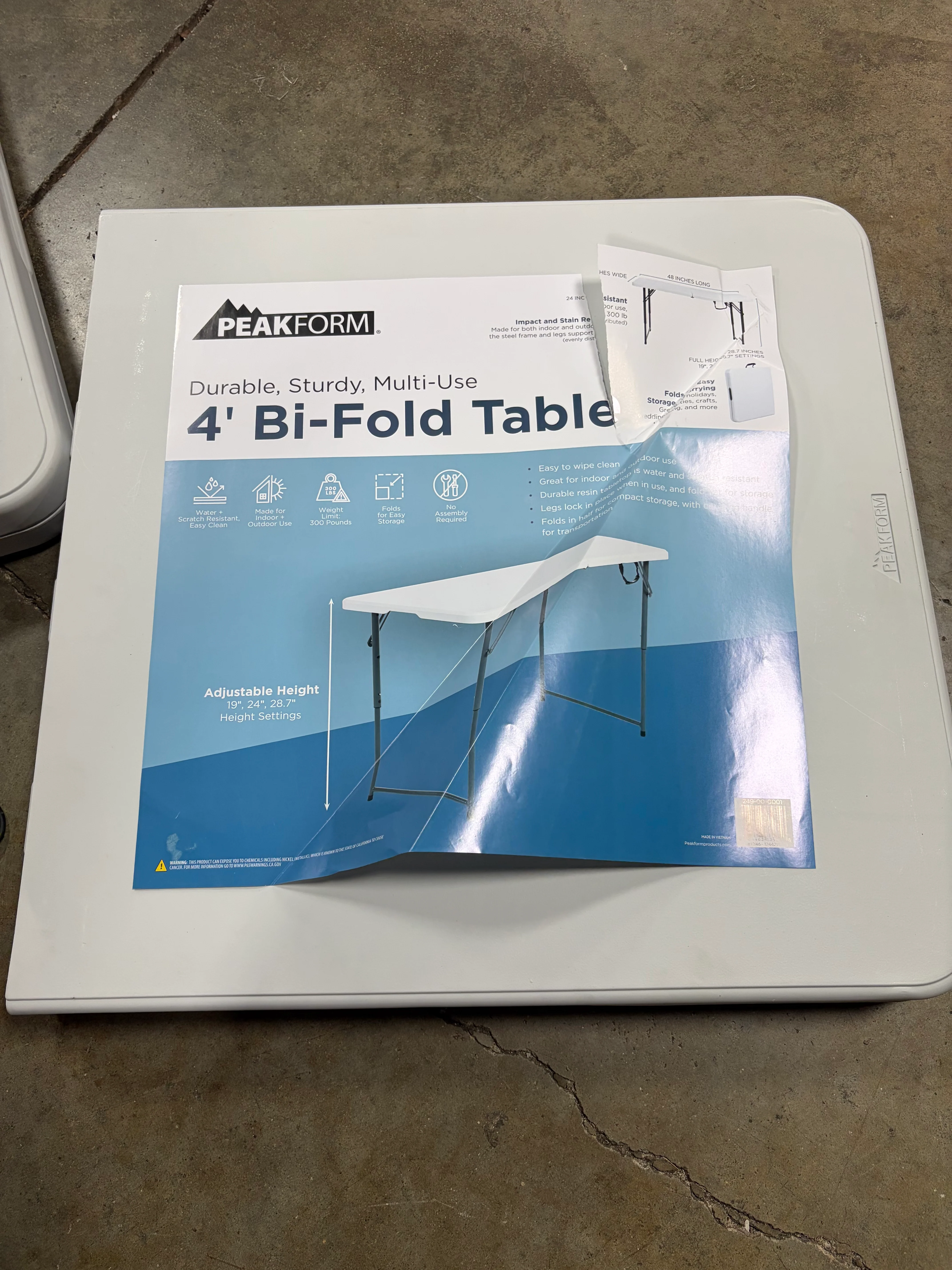 Adjustable Height Folding Table Off White - Image 10