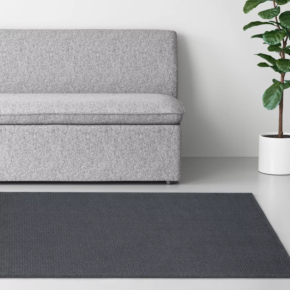 Washable Solid Machine Tufted Accent Rug Gray 4'x5'6" - Image 3