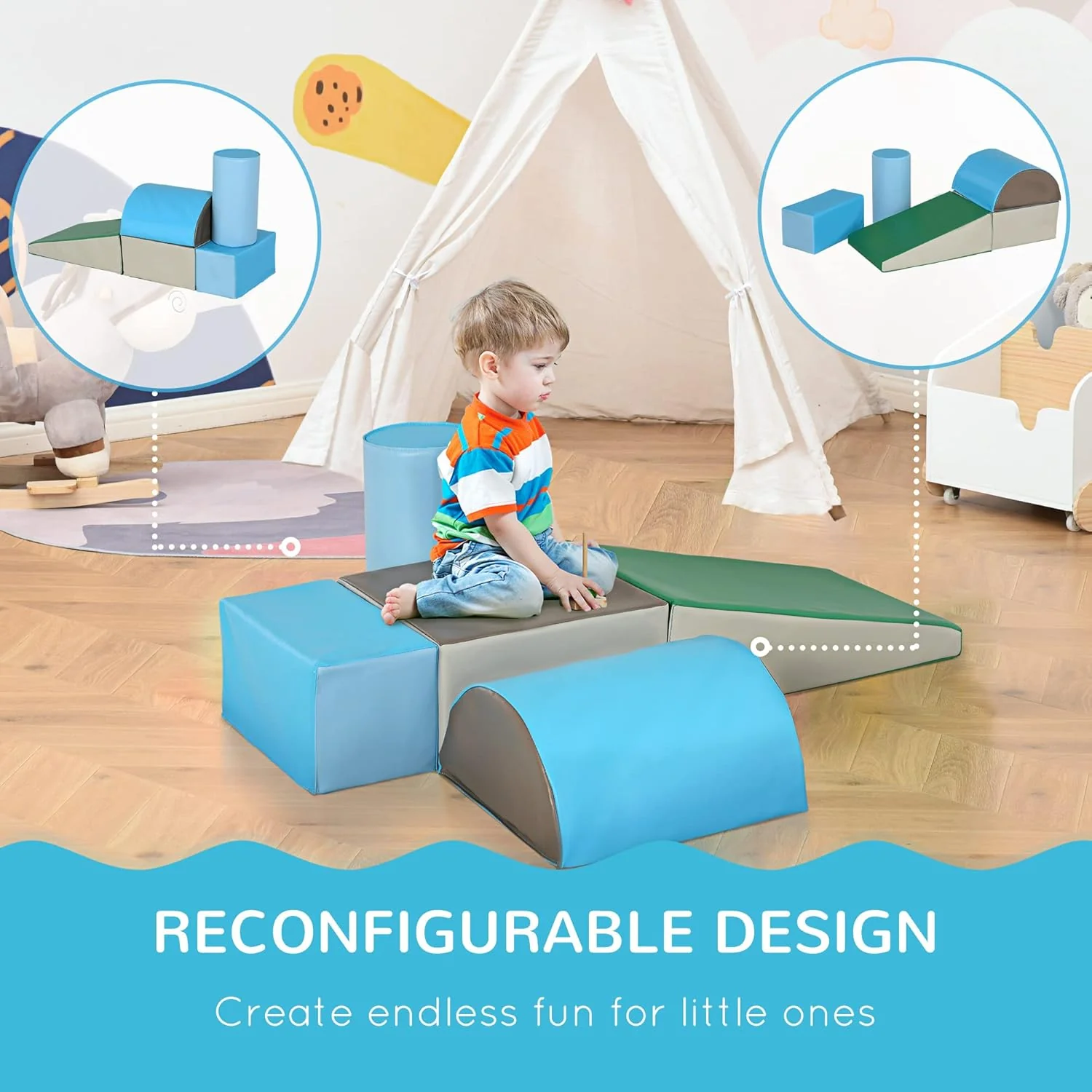5 Piece Climb and Crawl Activity Play Set, Baby Soft Play Set, Foam Climbing Blocks - Image 4