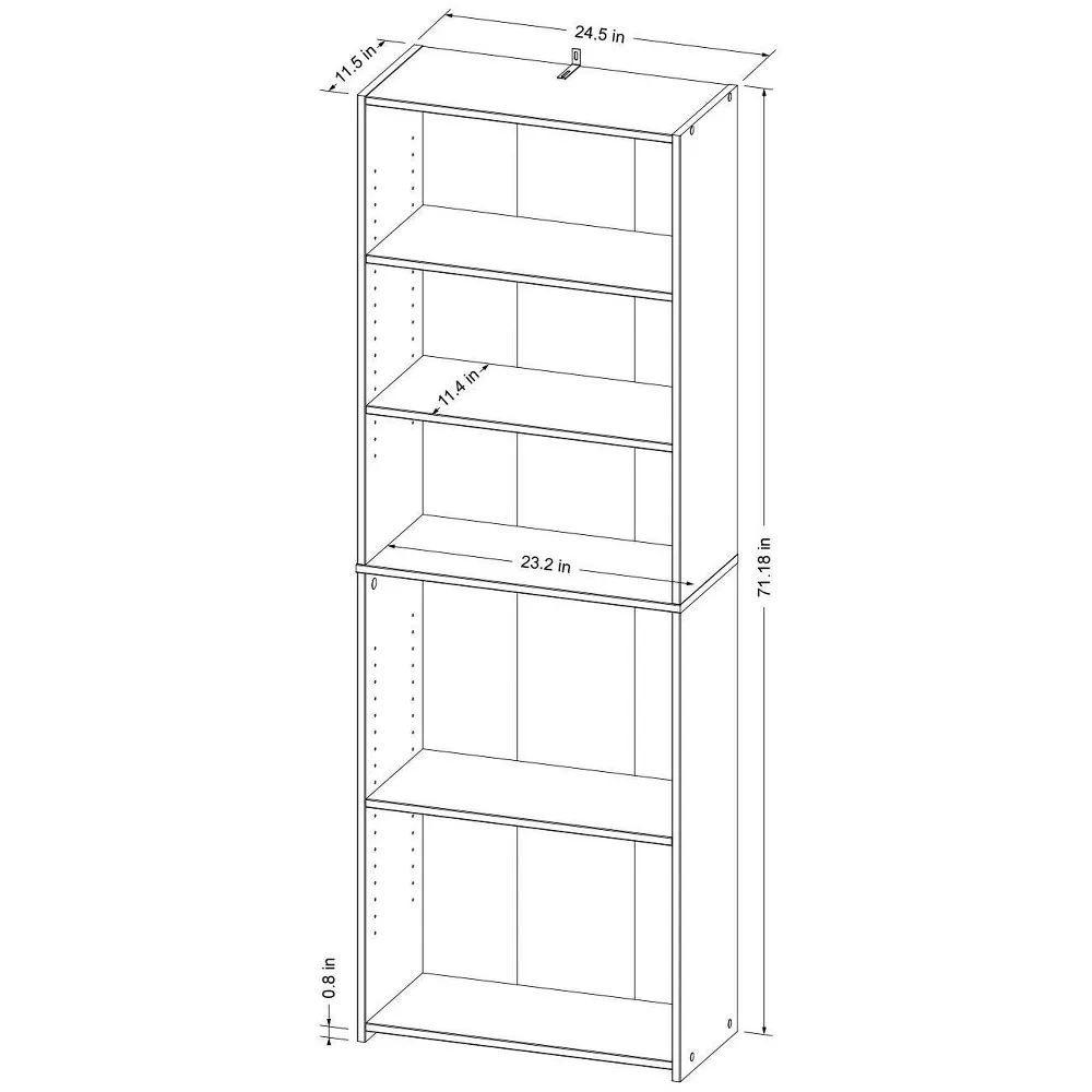 5 Shelf Bookcase Natural - Image 4