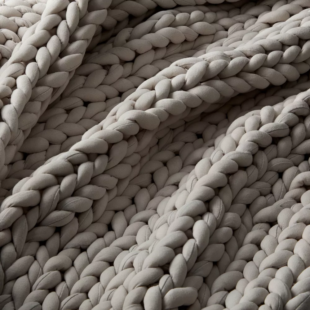Casaluna Solid Knit Weighted Blanket Dark Gray 50"x70" - Image 3
