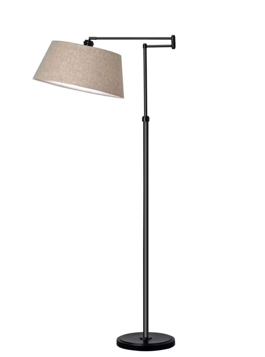 58.5"x17" Traditional Oil Rubbed Swing Arm Floor Lamp Brown SHOWROOM ITEM