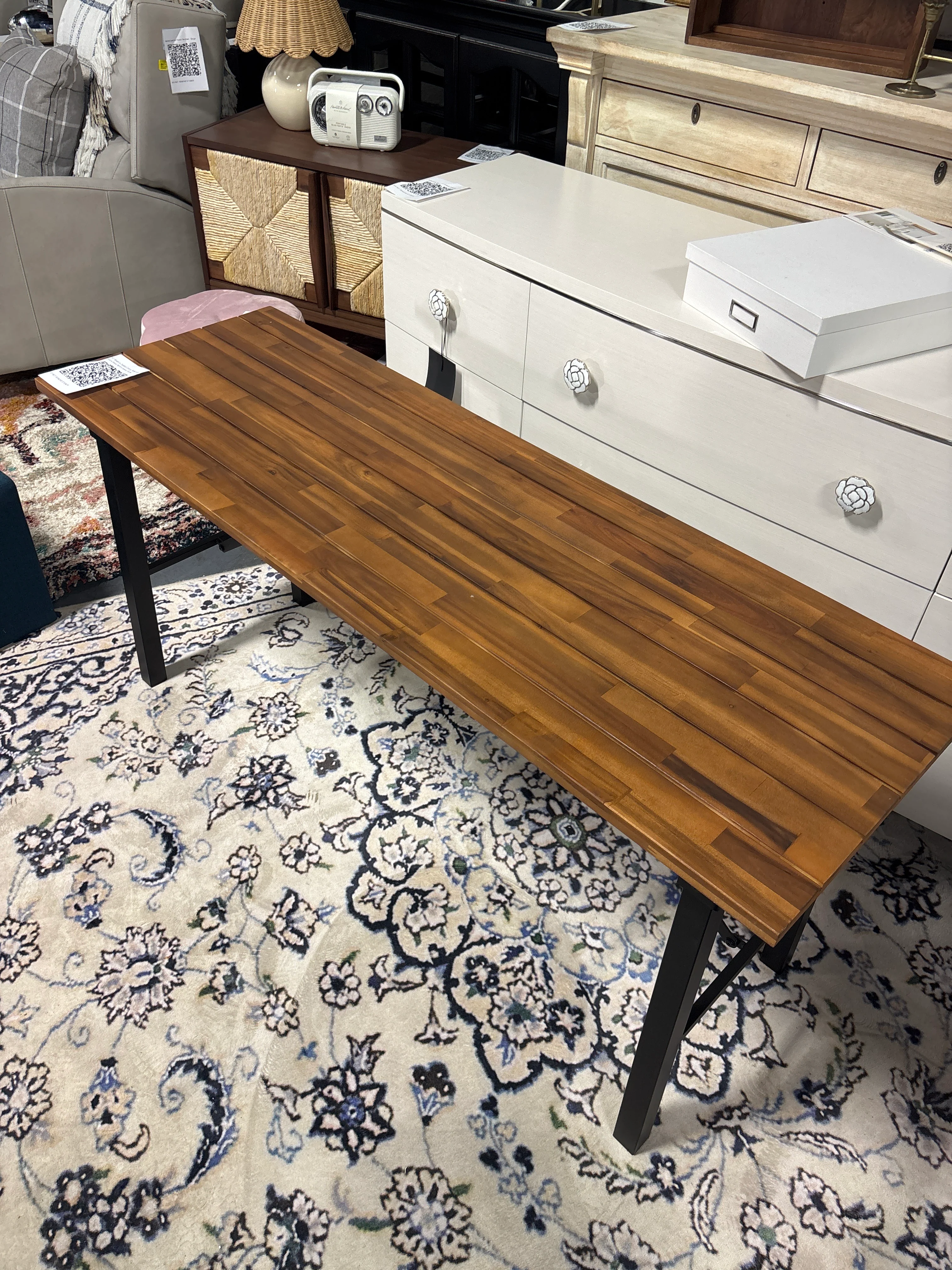 59" Tangkula Outdoor Dining Table with Acacia Wood Top and Metal Frame SHOWROOM ITEM - Image 3