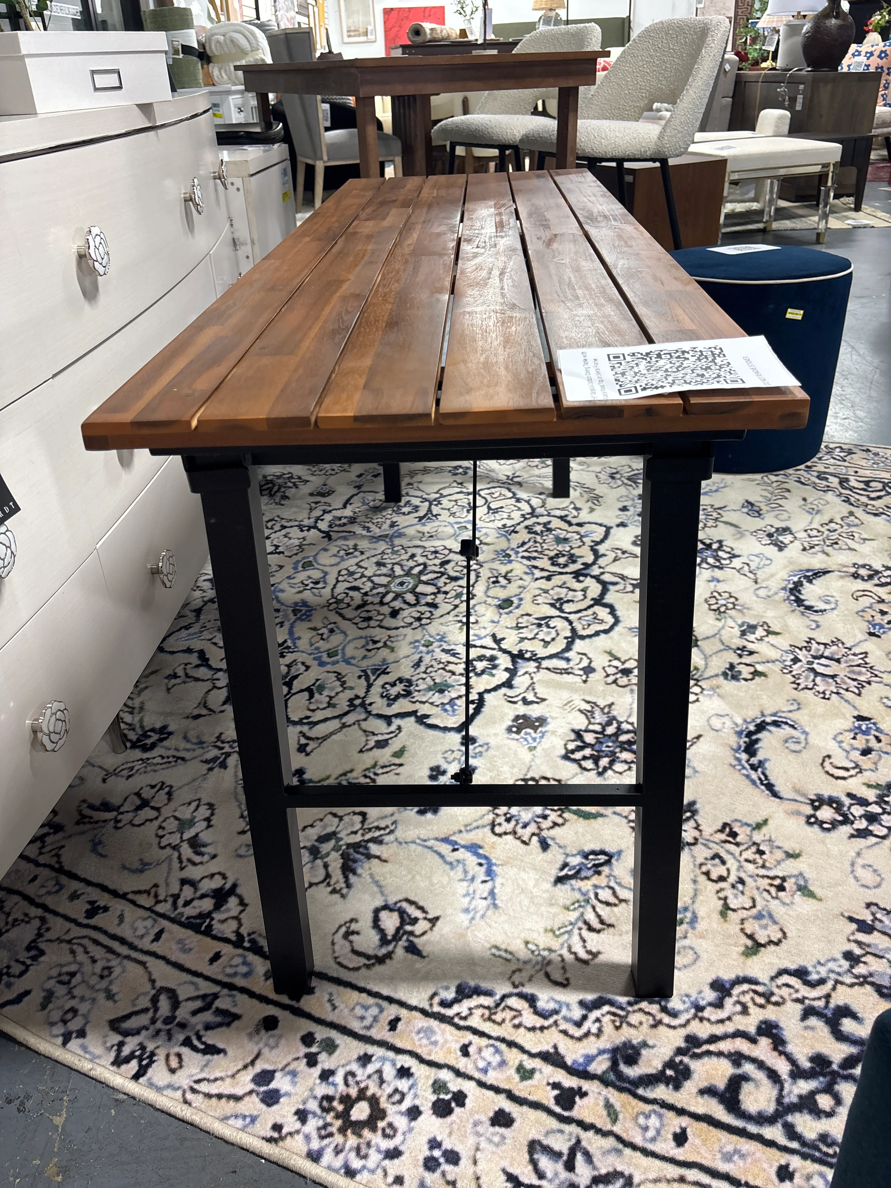 59" Tangkula Outdoor Dining Table with Acacia Wood Top and Metal Frame SHOWROOM ITEM - Image 4