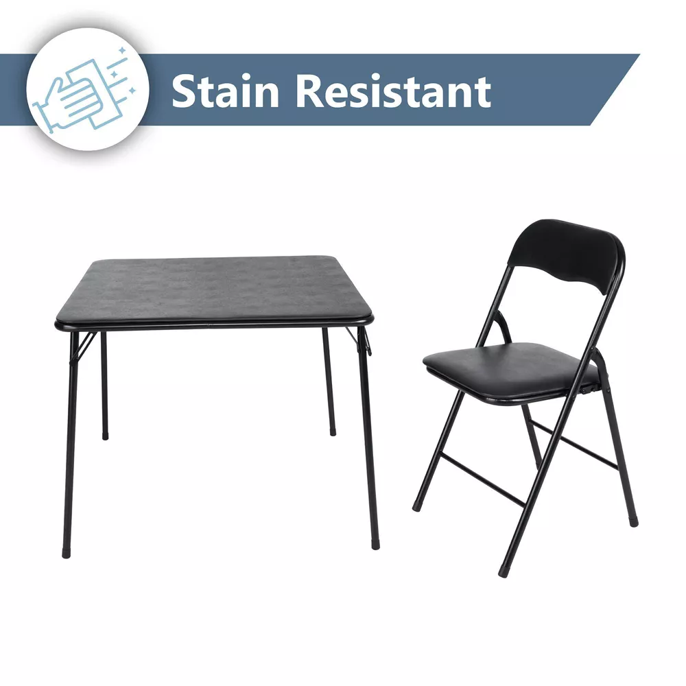 5pc Folding Table Set Black - Image 3