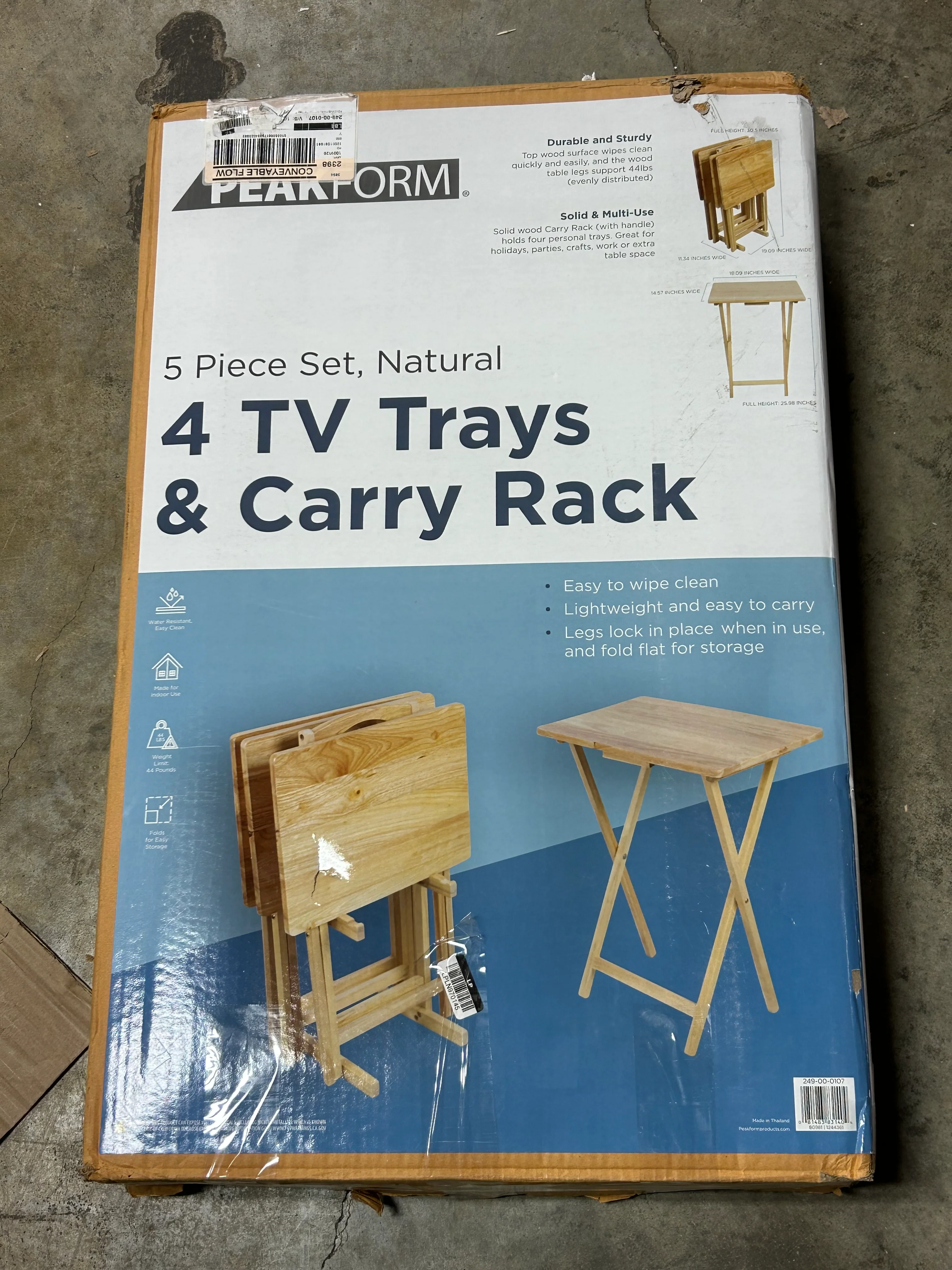 5pc TV Tray Set Wood Natural - Image 4