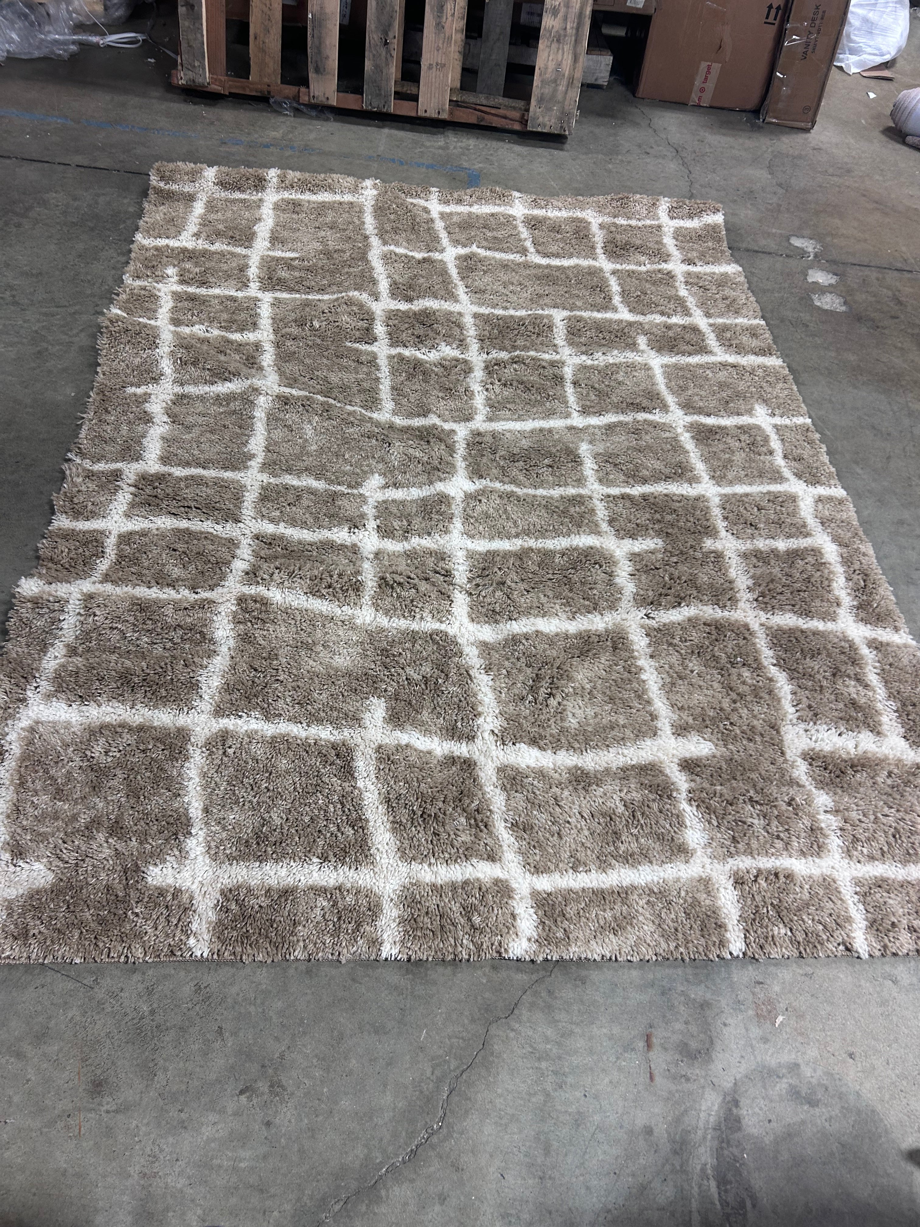 Broken Grid Shag Area Rug Natural/Ivory 5'x7' - Image 5