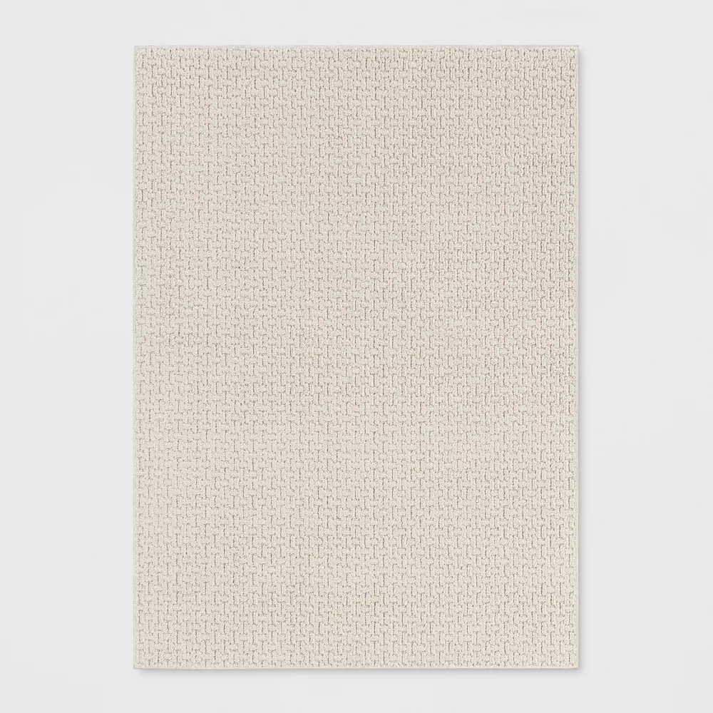 Washable Solid Machine Tufted Area Rug Tan 5'X7'