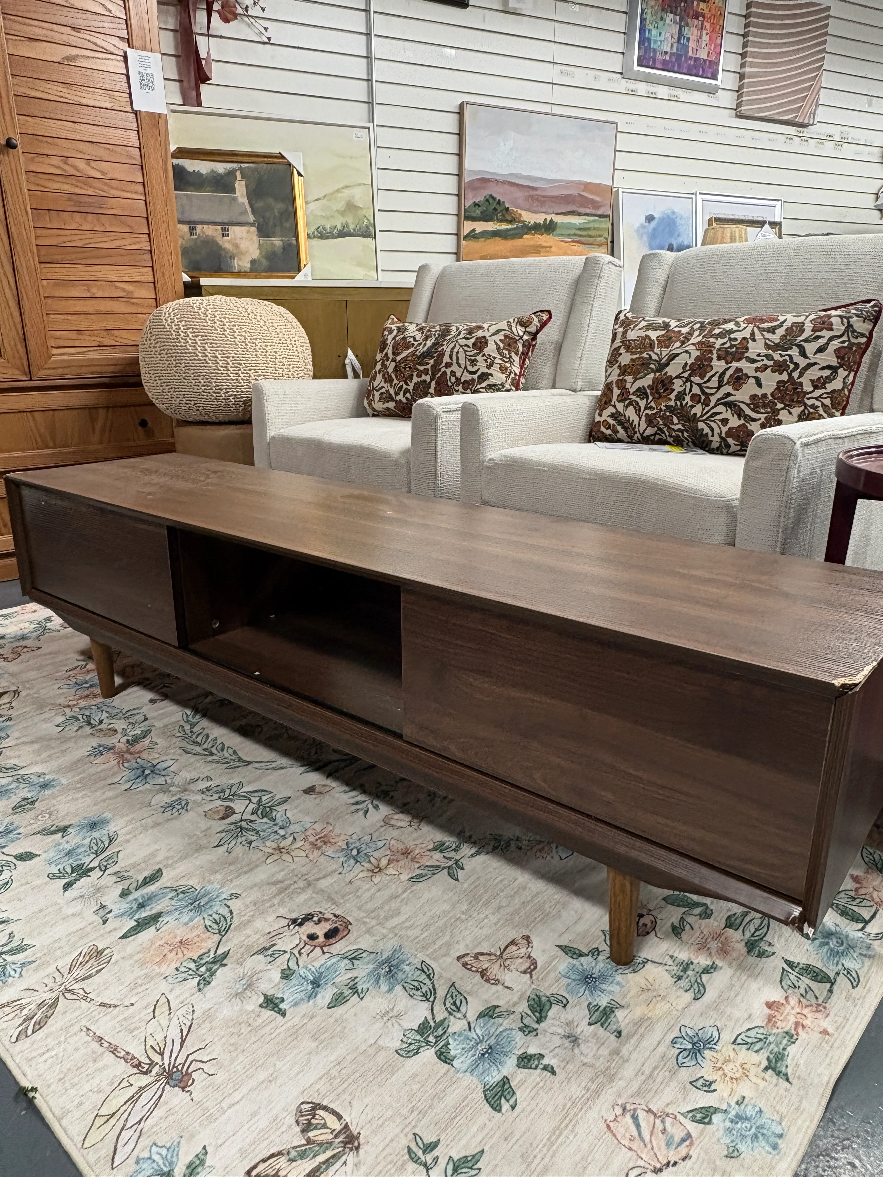 63" TV Stand Wood TV Console Table Livingroom Media Storage Cabinet SHOWROOM ITEM - Image 2