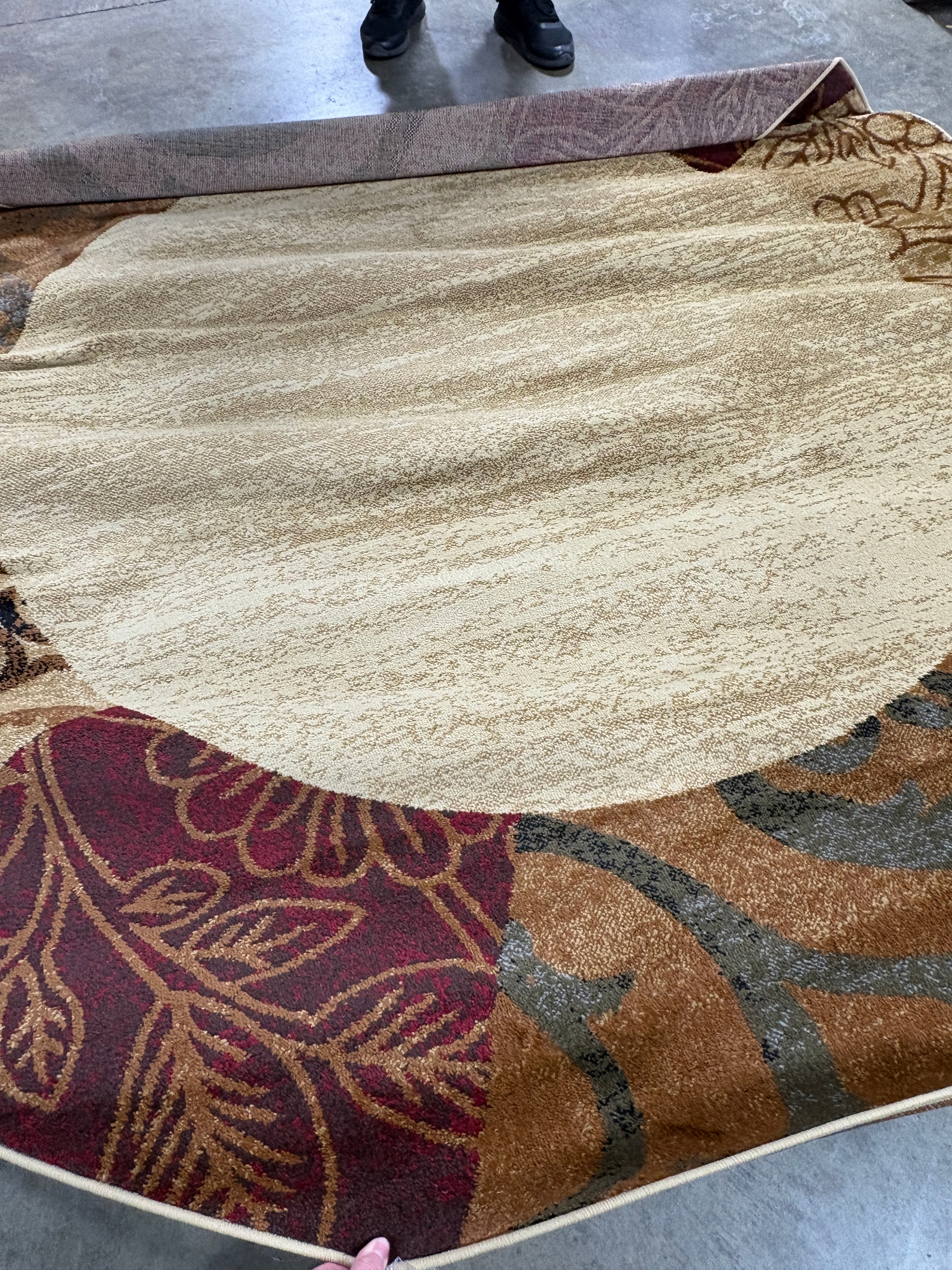 Abercorn Floral Border Beige Indoor Area Rug Round 7'10" - Image 6